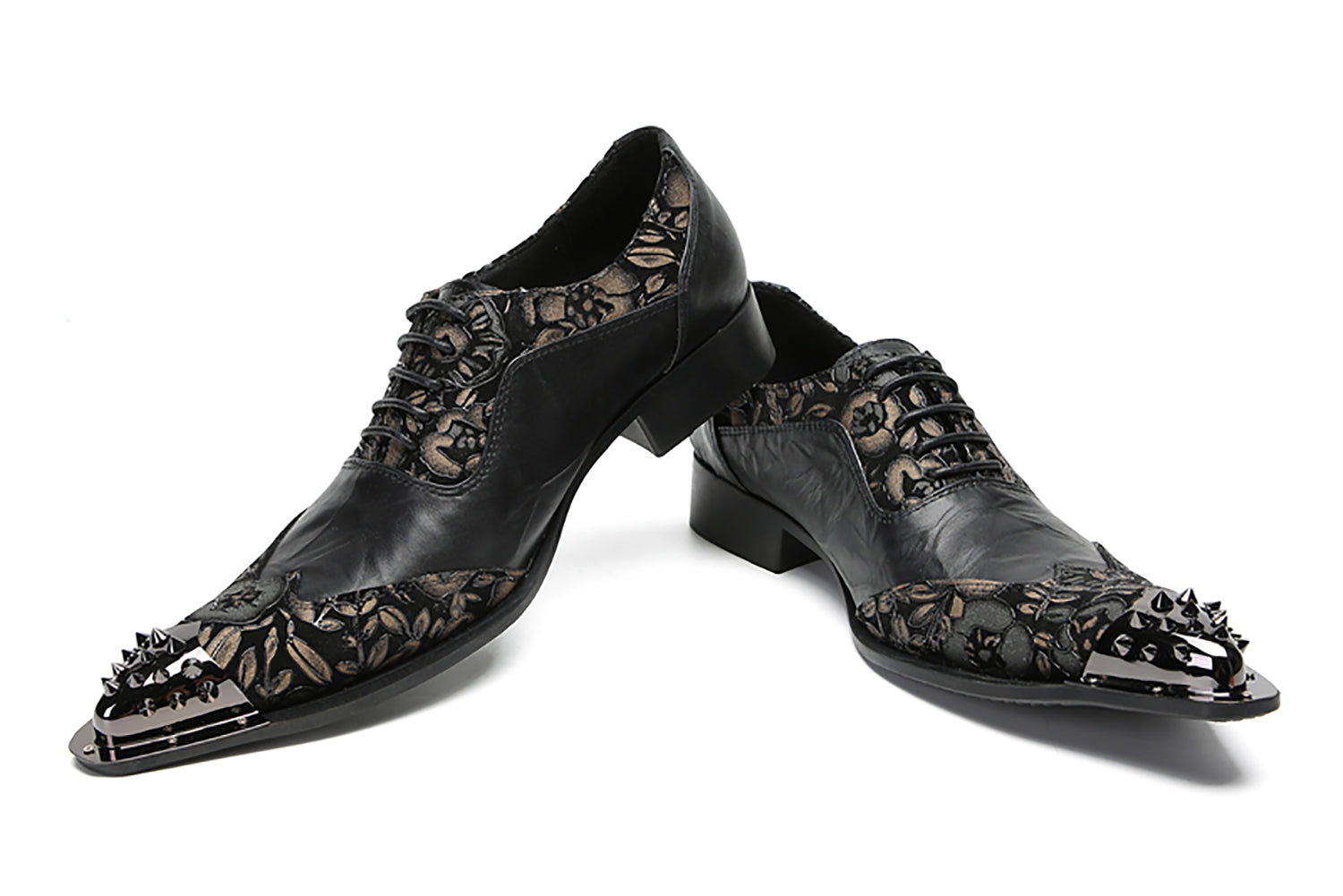 Zapatos Oxford occidentales informales con punta de metal para hombre