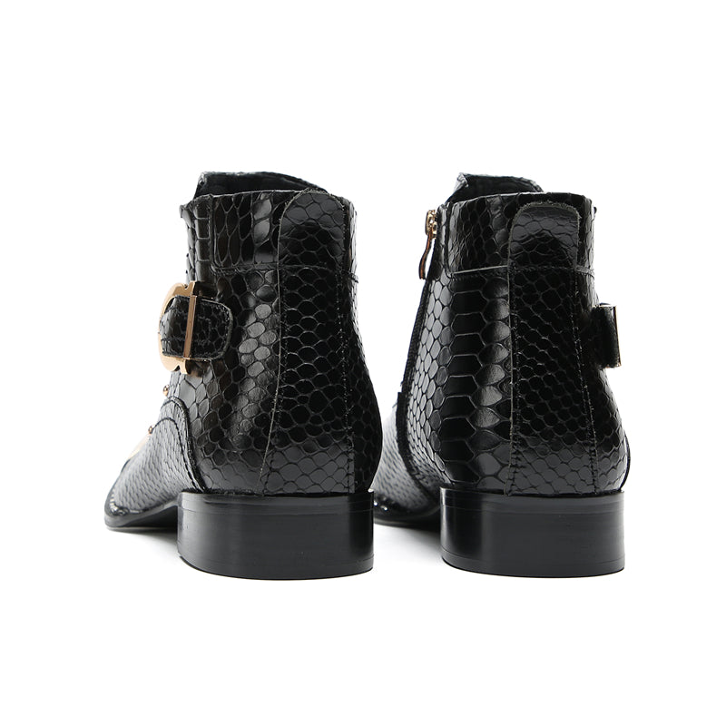 Botas vaqueras con botones y punta de metal para hombre