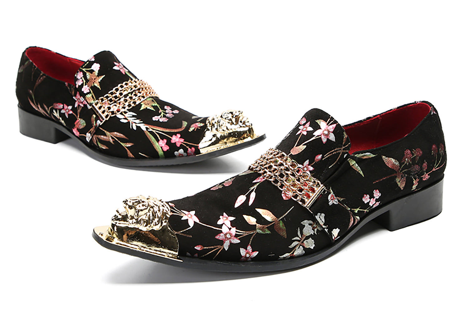 Men's Metal-Tip Toe Buttons Western Penny Loafers
