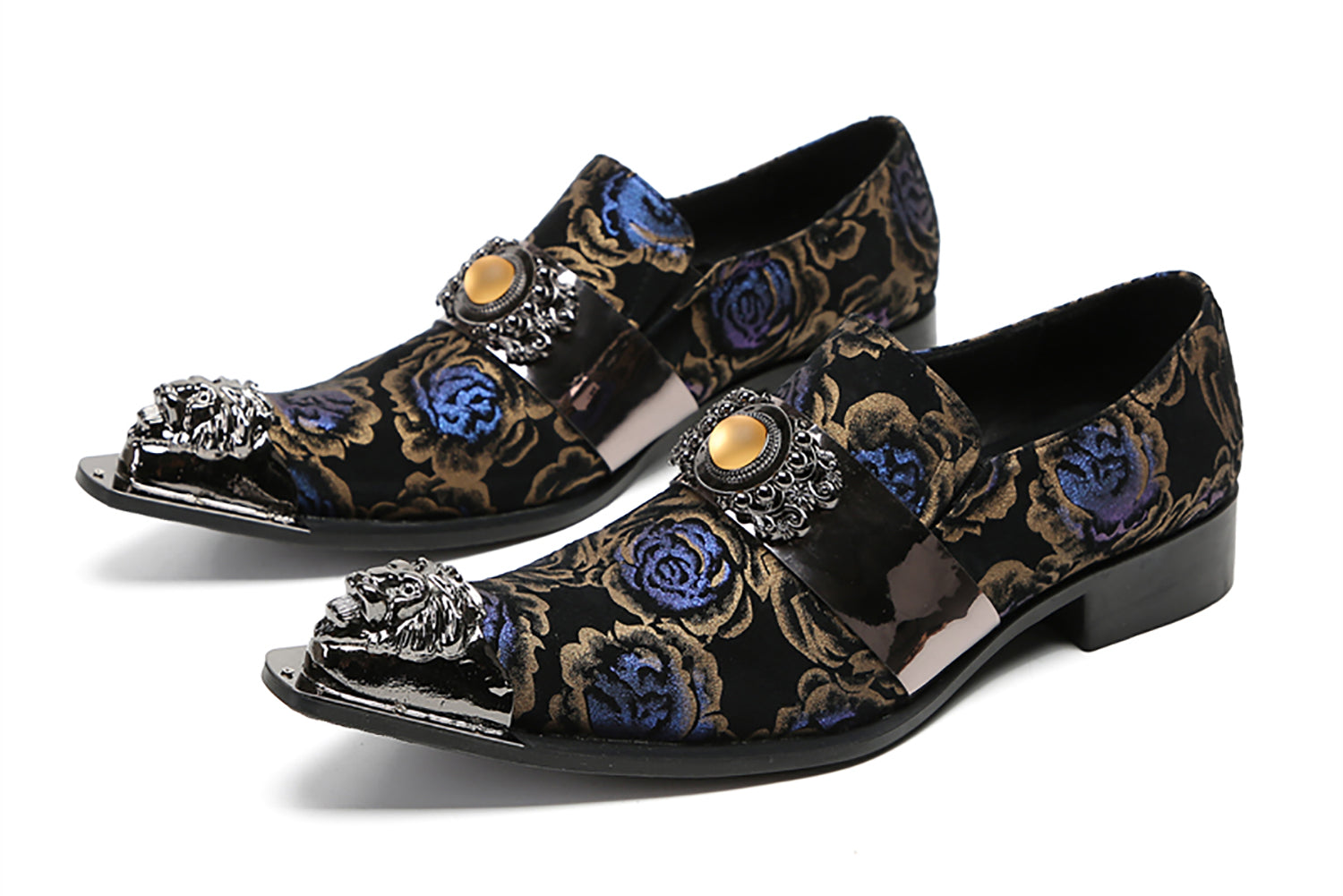Men's Metal-Tip Yellow Gems Western Loafers