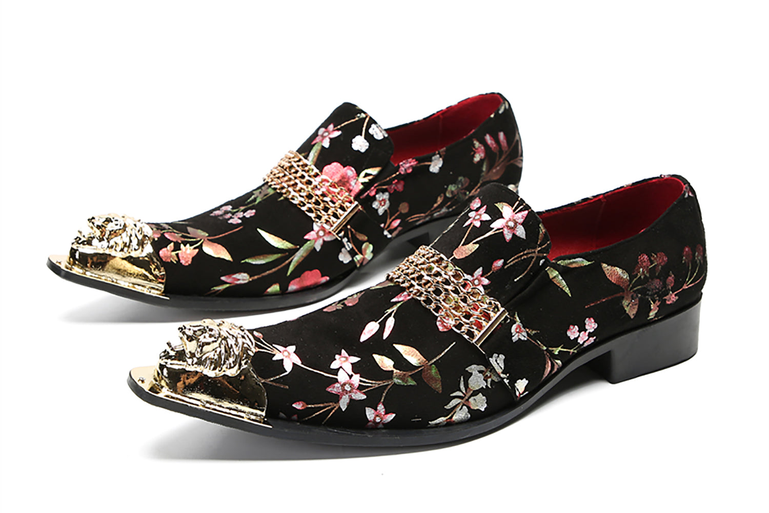 Men's Metal-Tip Toe Buttons Western Penny Loafers