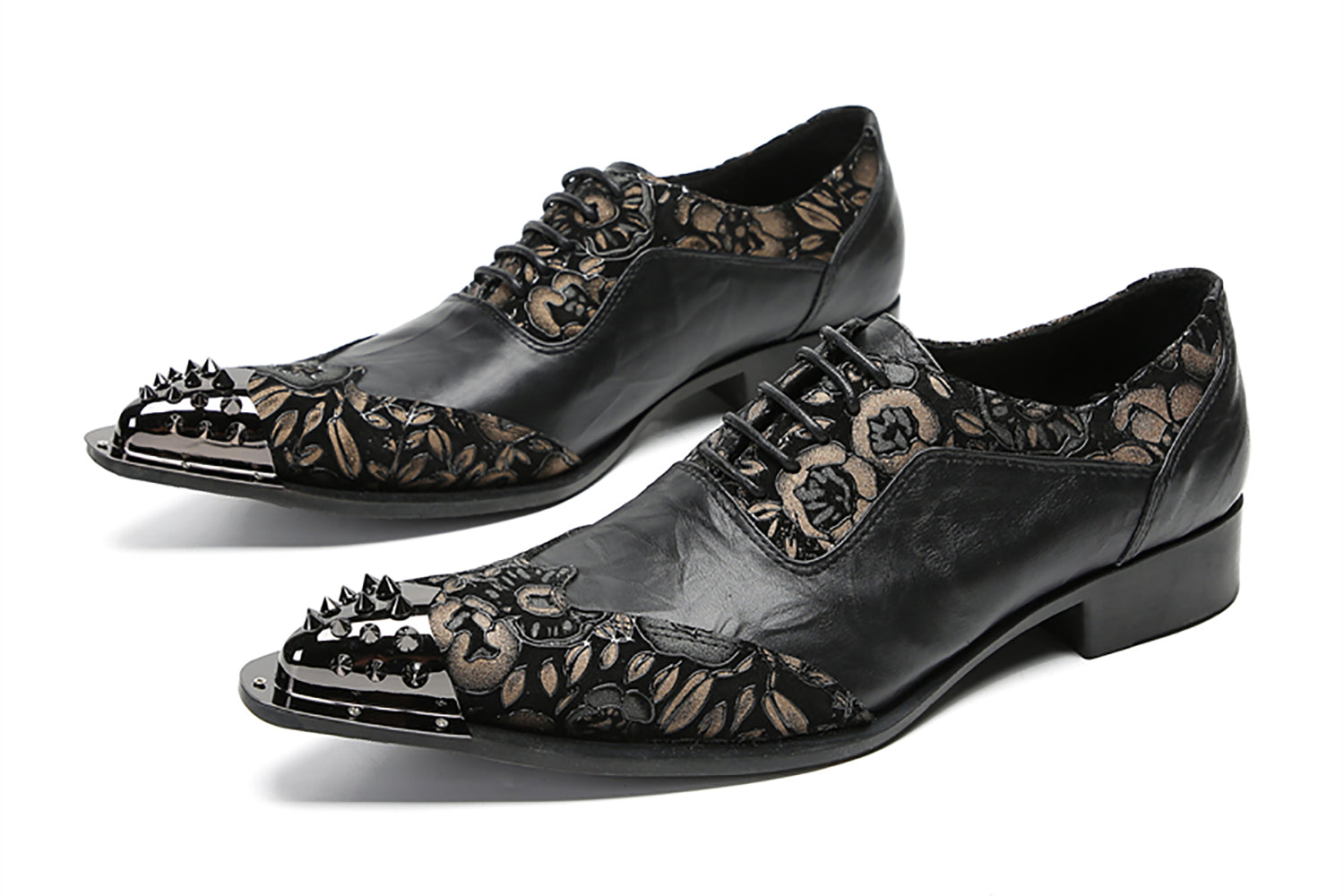 Zapatos Oxford occidentales informales con punta de metal para hombre