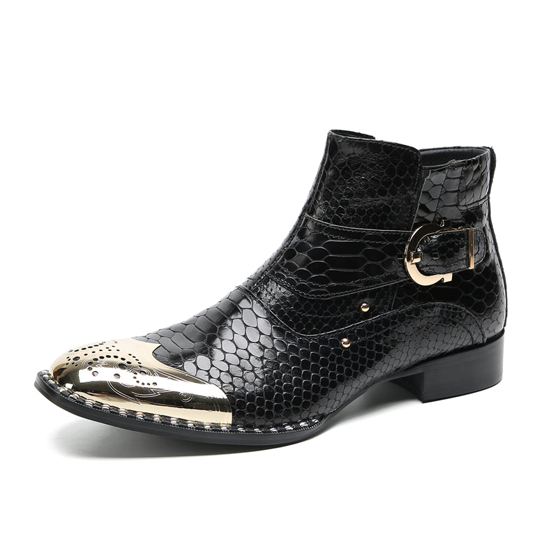 Botas vaqueras con botones y punta de metal para hombre