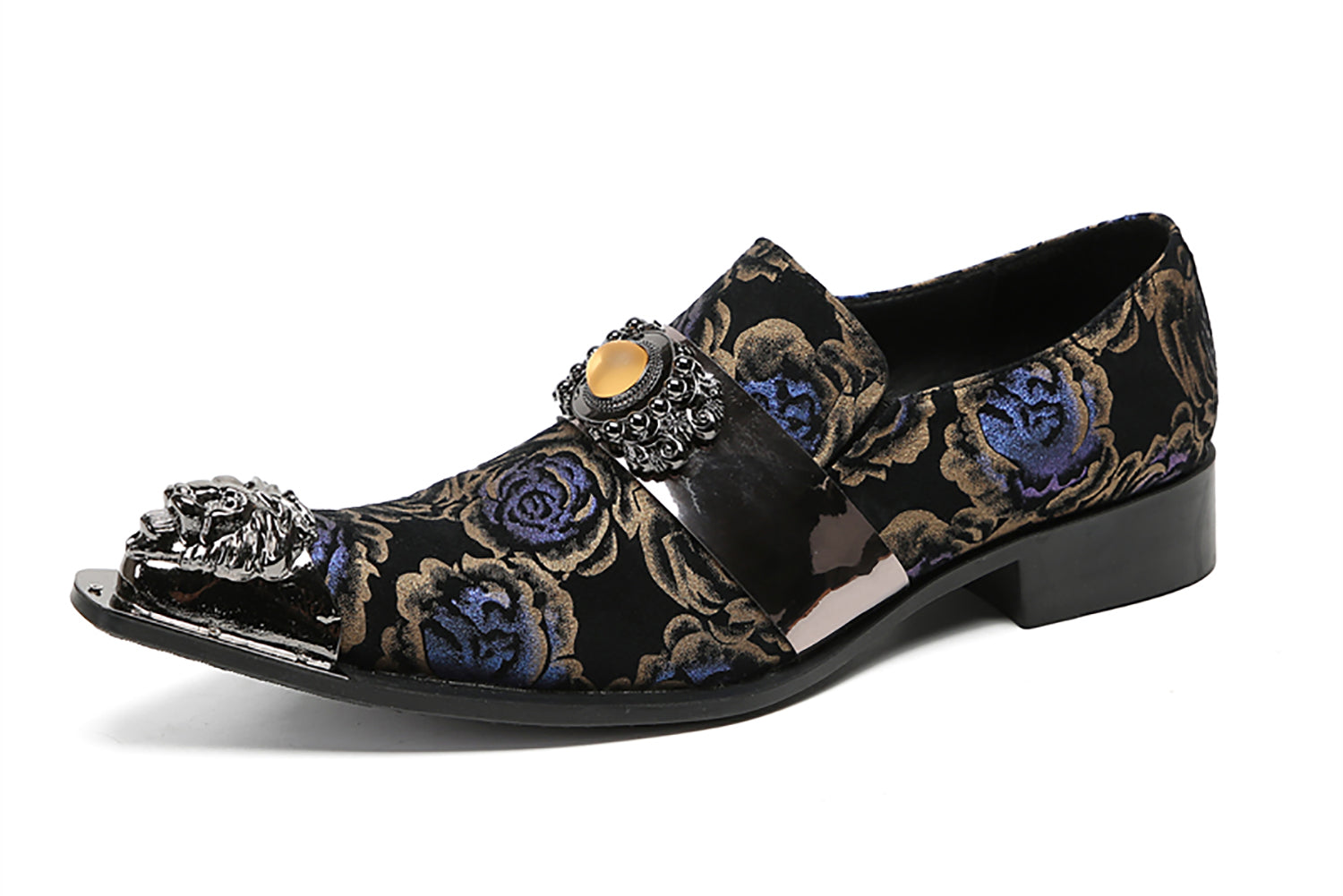 Men's Metal-Tip Yellow Gems Western Loafers