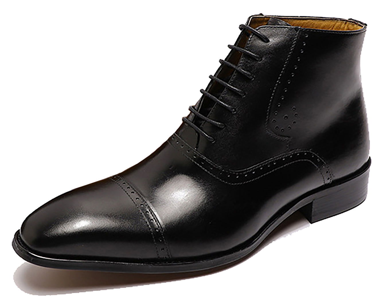 Botas Oxford de vestir semibrogues hechas a mano para hombre