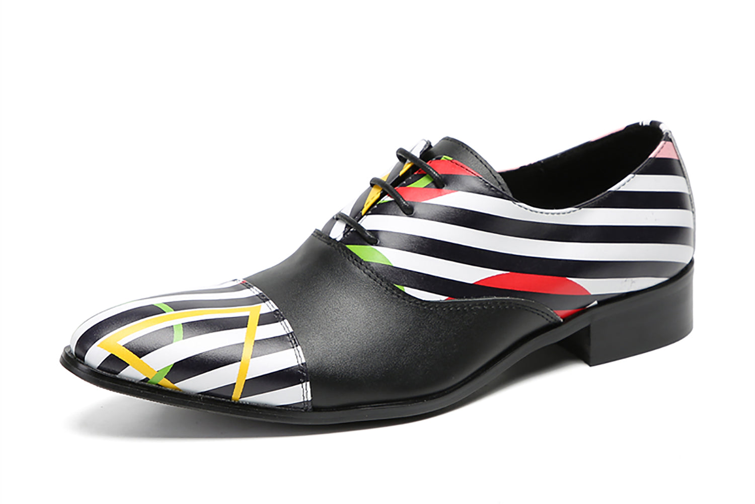 Oxfords de vestir con estampado de rayas y punta de ala para hombre