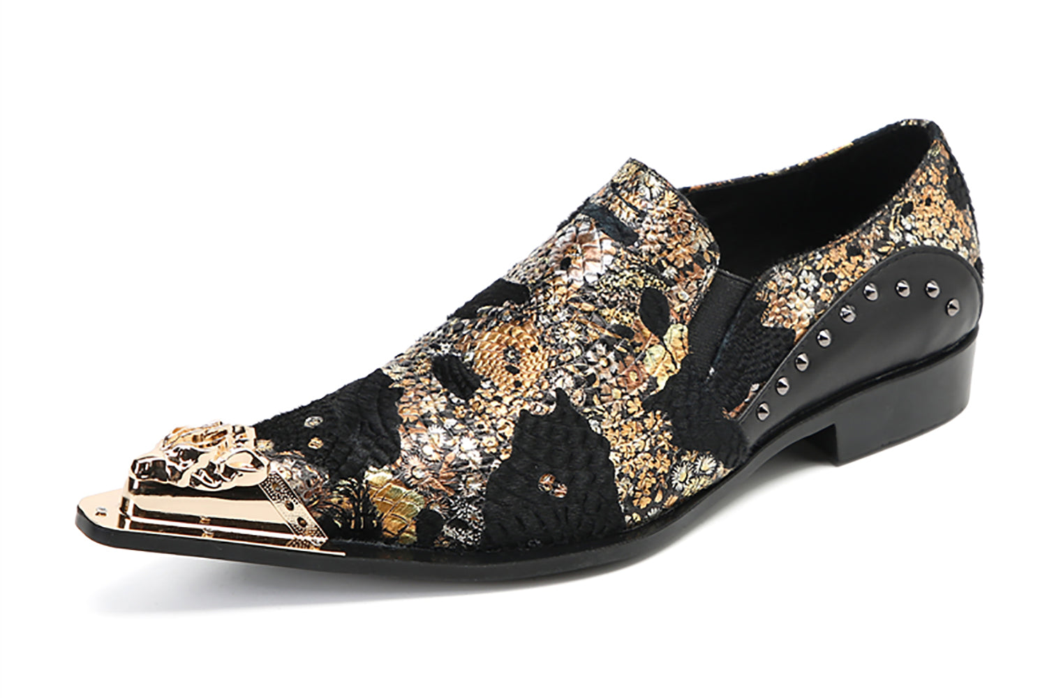 Men's Metal Tip Printed Embroidery Western Loafers