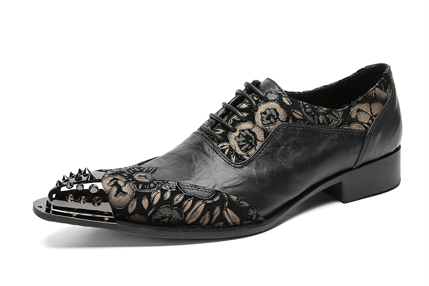 Zapatos Oxford occidentales informales con punta de metal para hombre