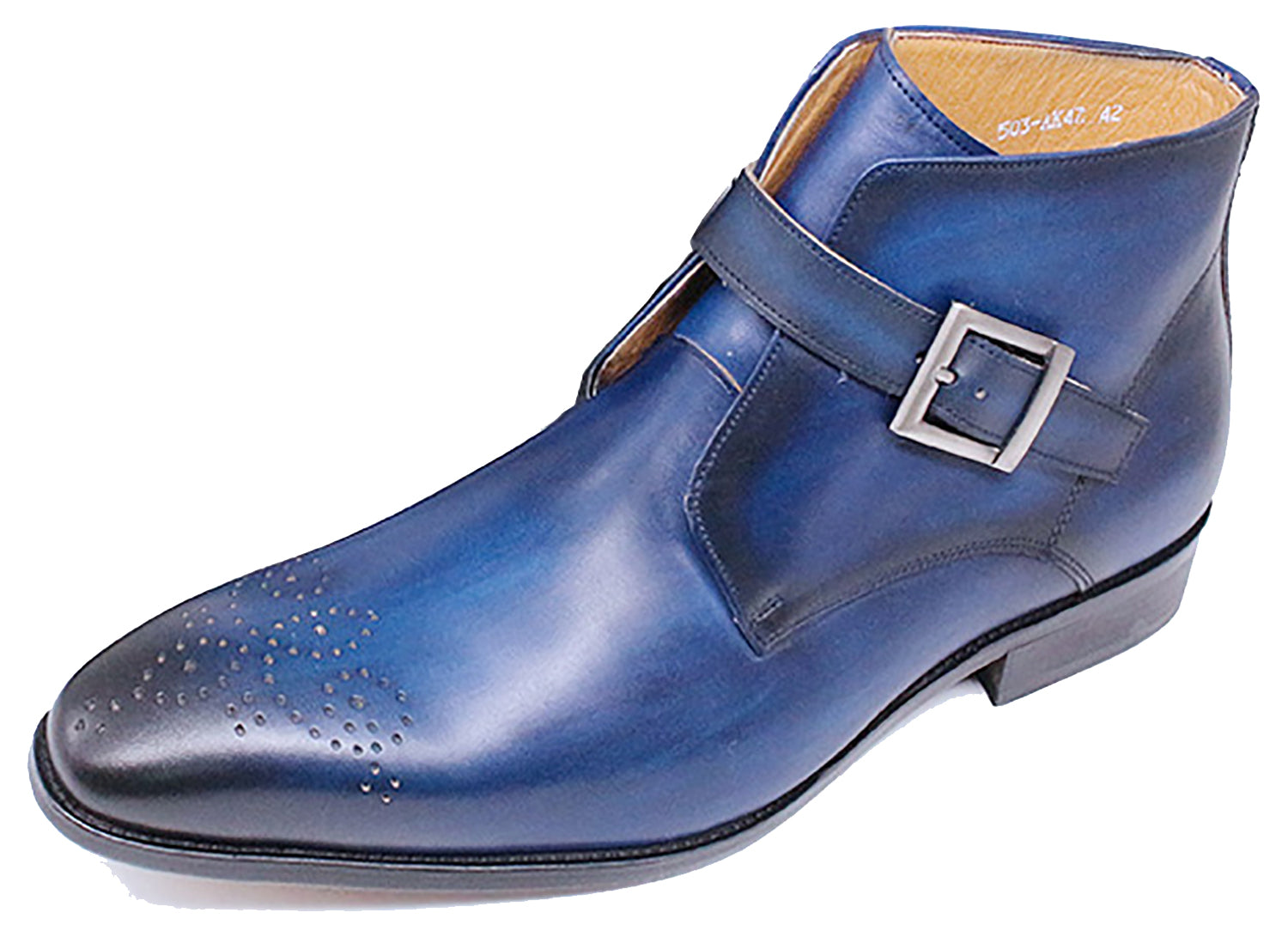 Botas de vestir tipo brogue con hebilla hechas a mano para hombre
