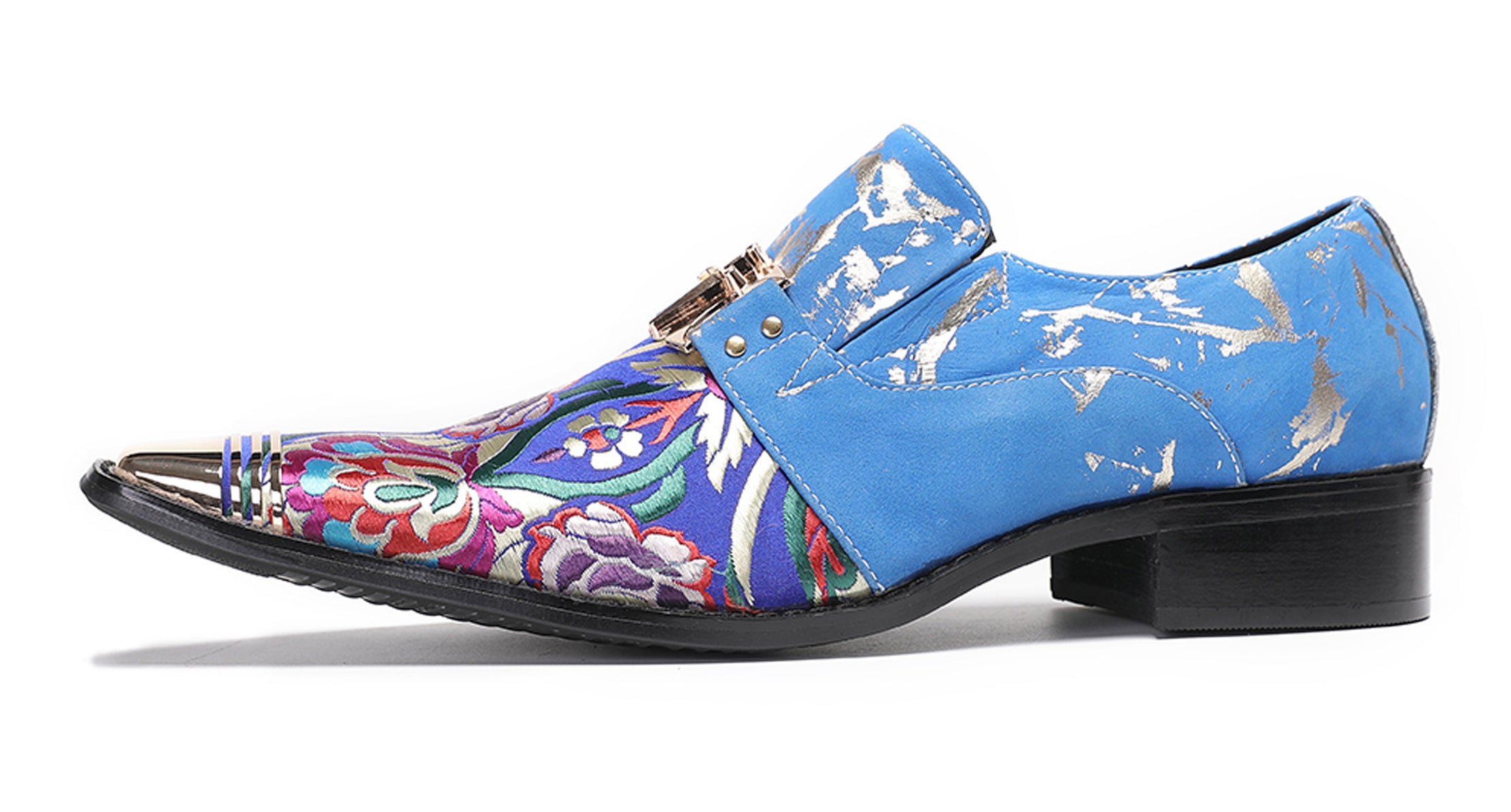 Mens Casual Embroidery Flowers Slip On Loafers