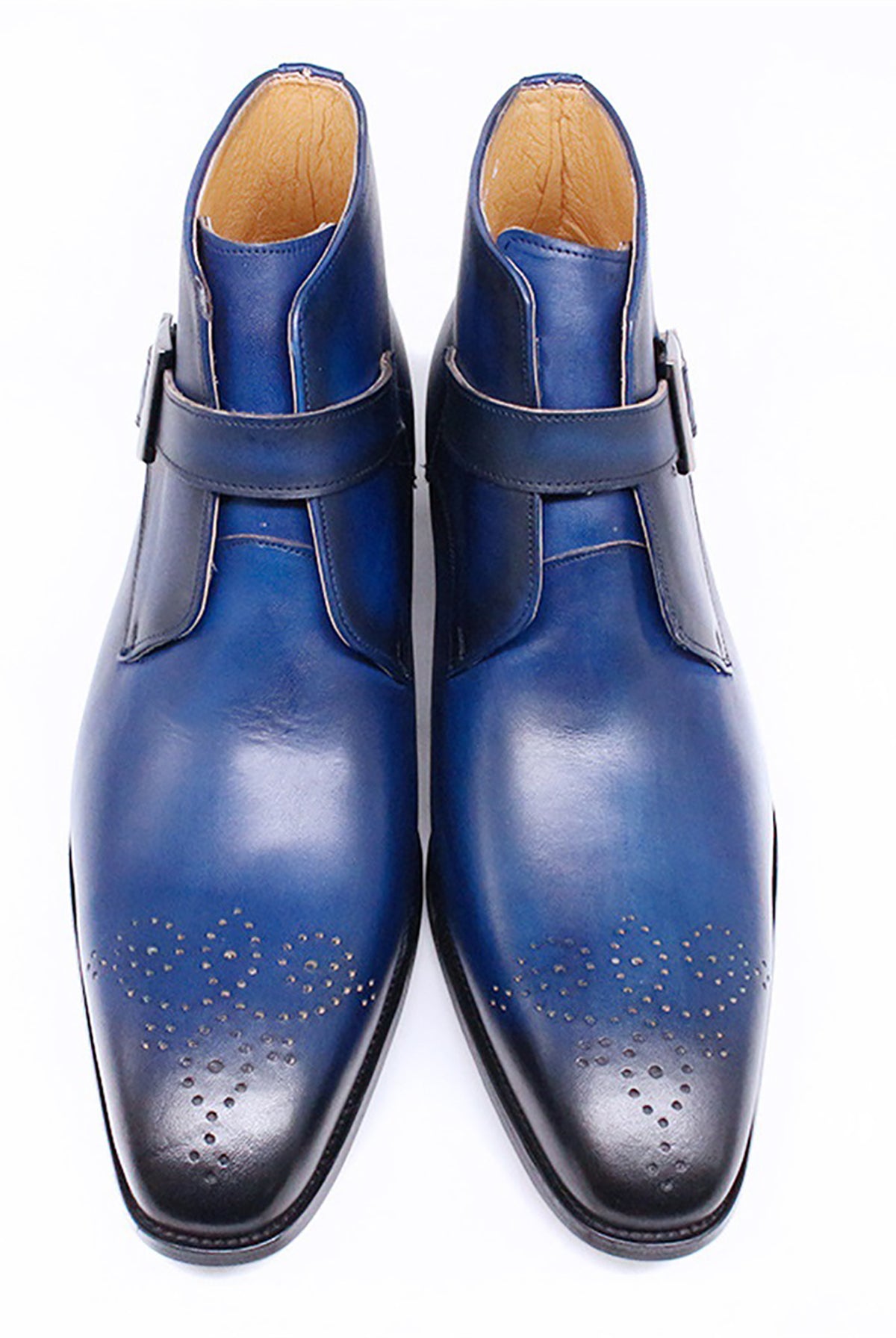 Botas de vestir tipo brogue con hebilla hechas a mano para hombre