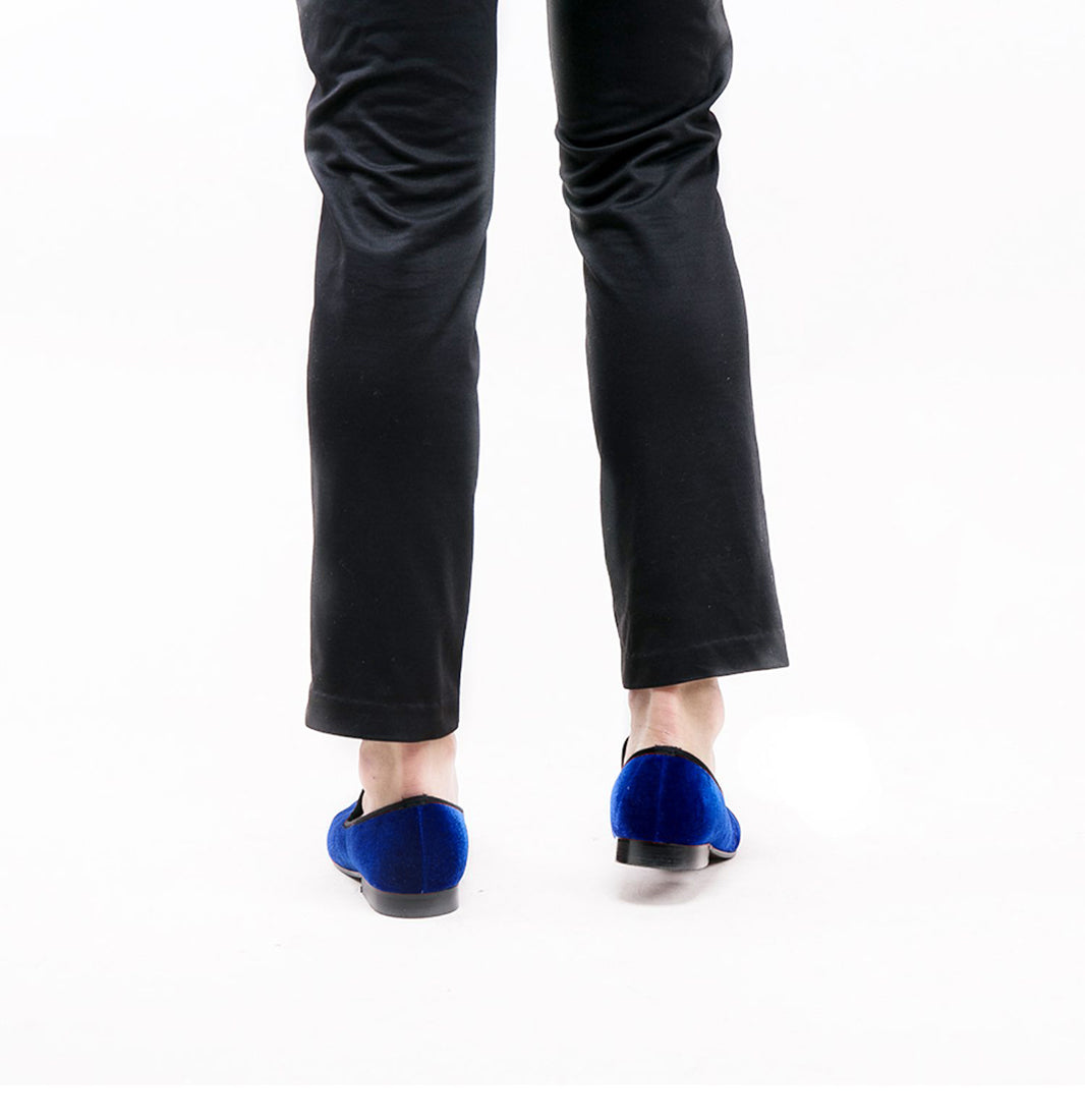 Mens Suede Loafers Embroidered Crown Slip On Shoes