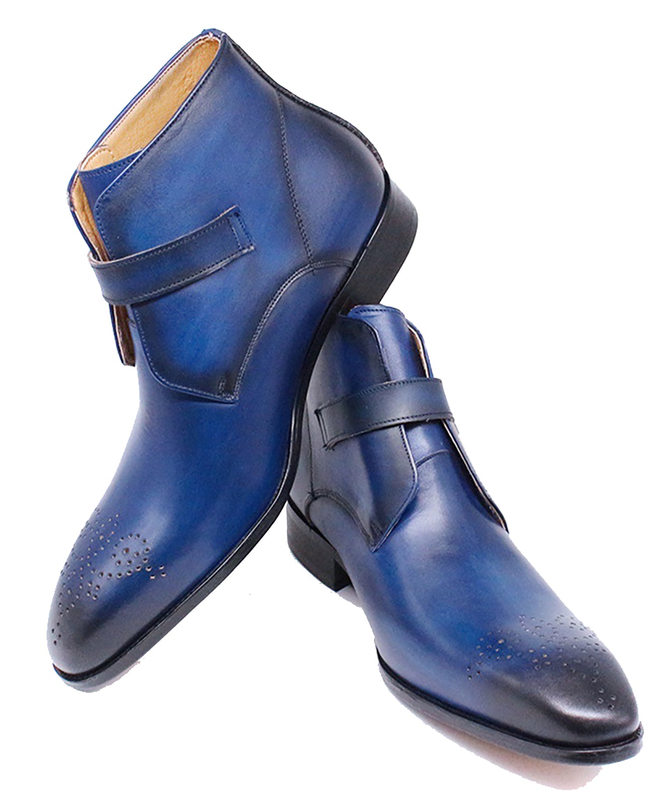 Botas de vestir tipo brogue con hebilla hechas a mano para hombre