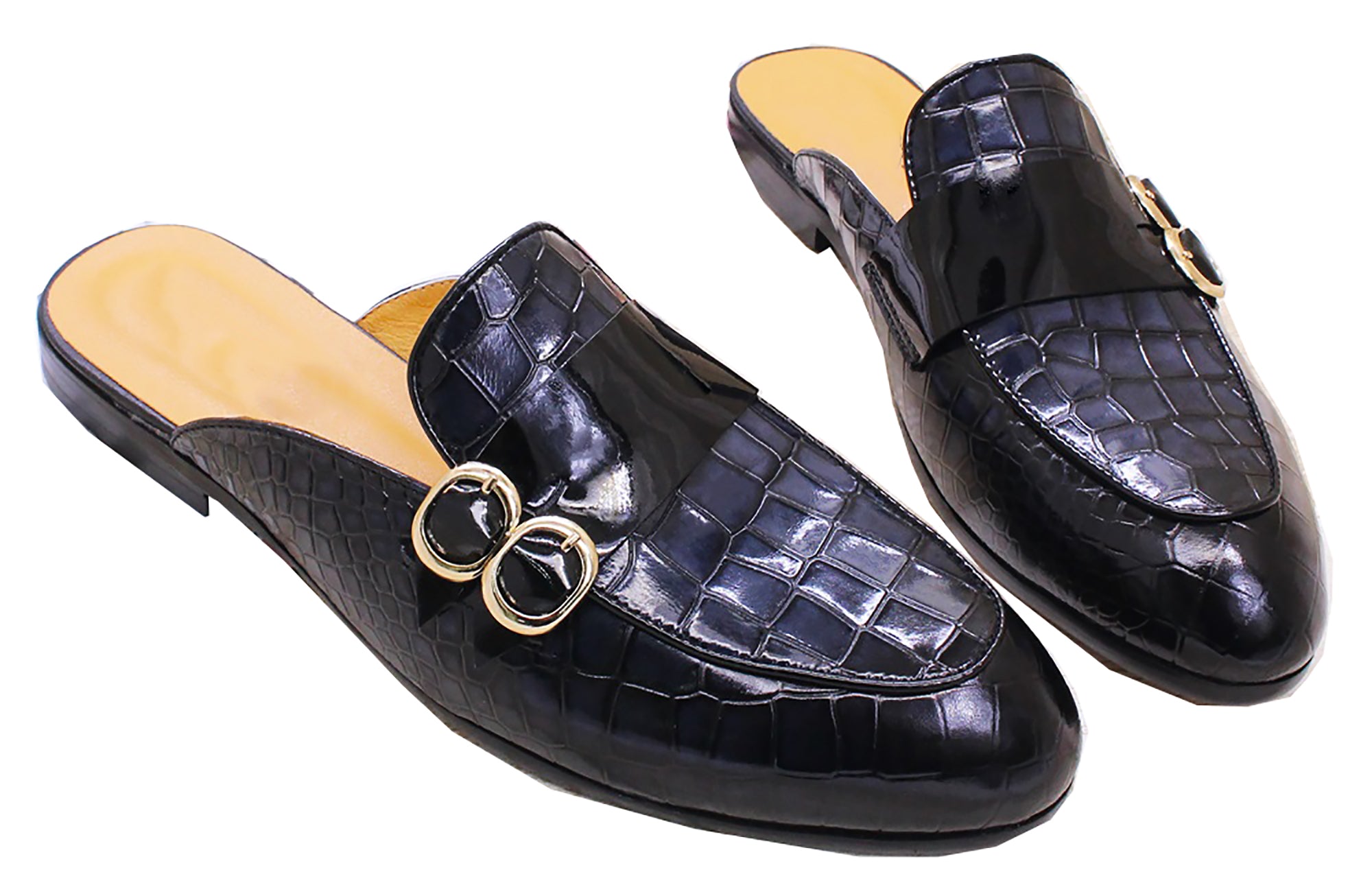 Mules de vestir con estampado de cocodrilo para hombre