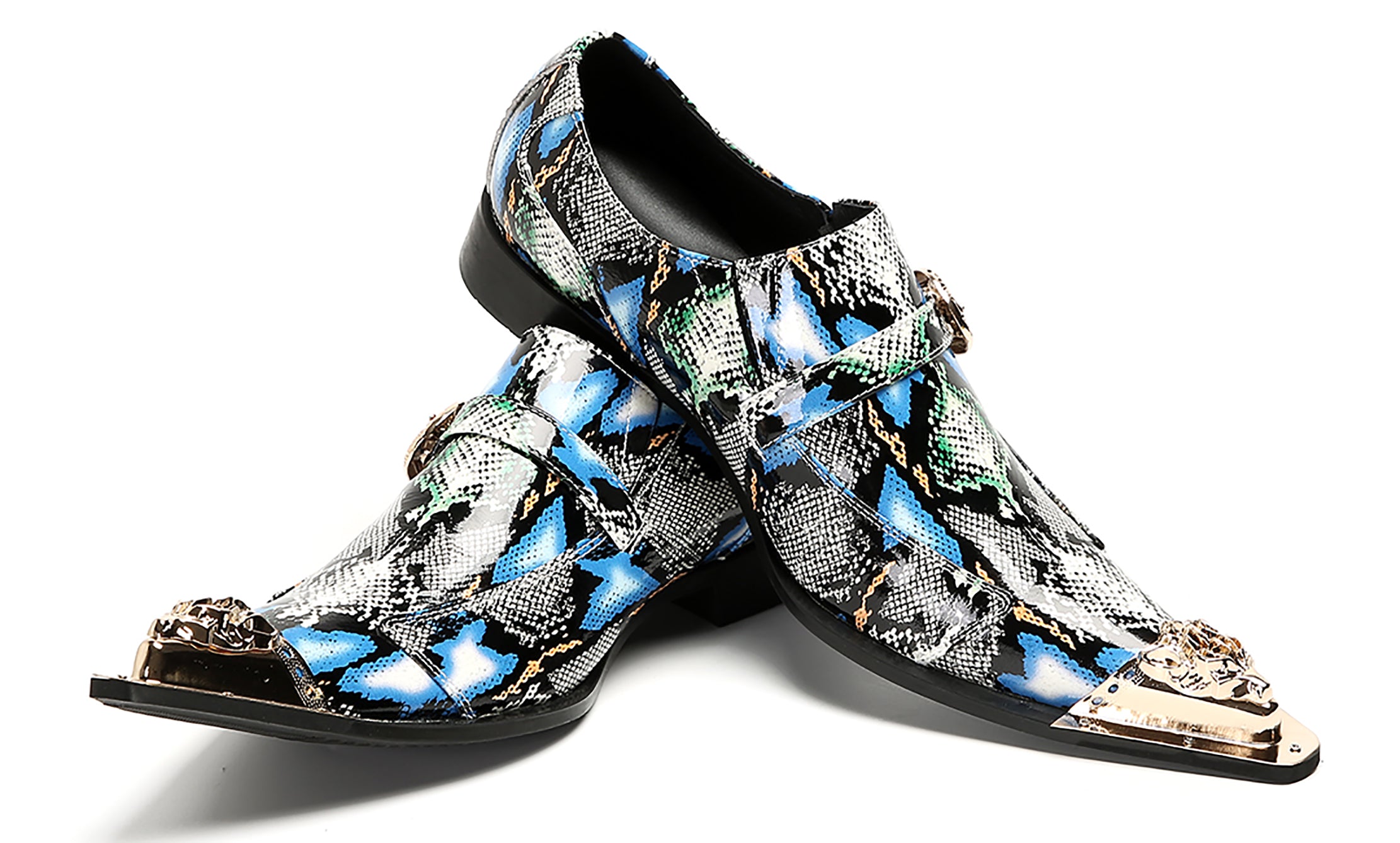 Mens Casual Meatal Tip Toe Slip On Western Loafers
