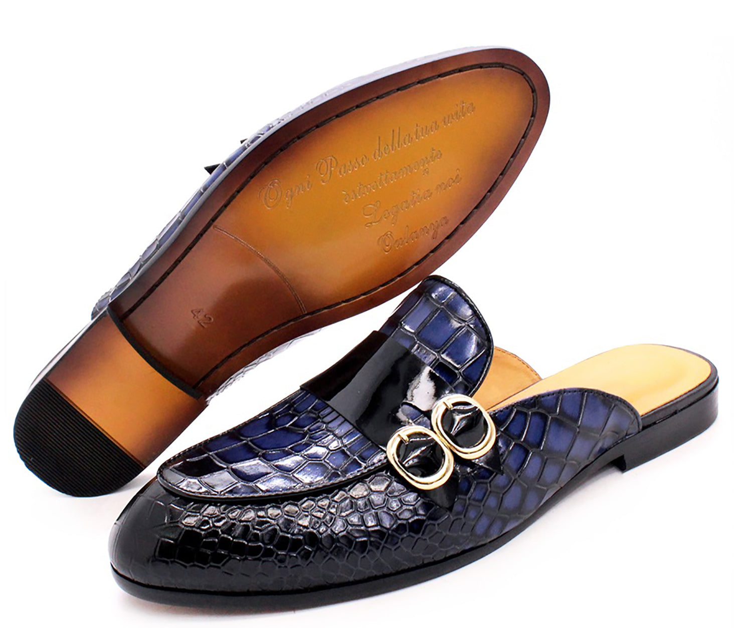 Mules de vestir con estampado de cocodrilo para hombre