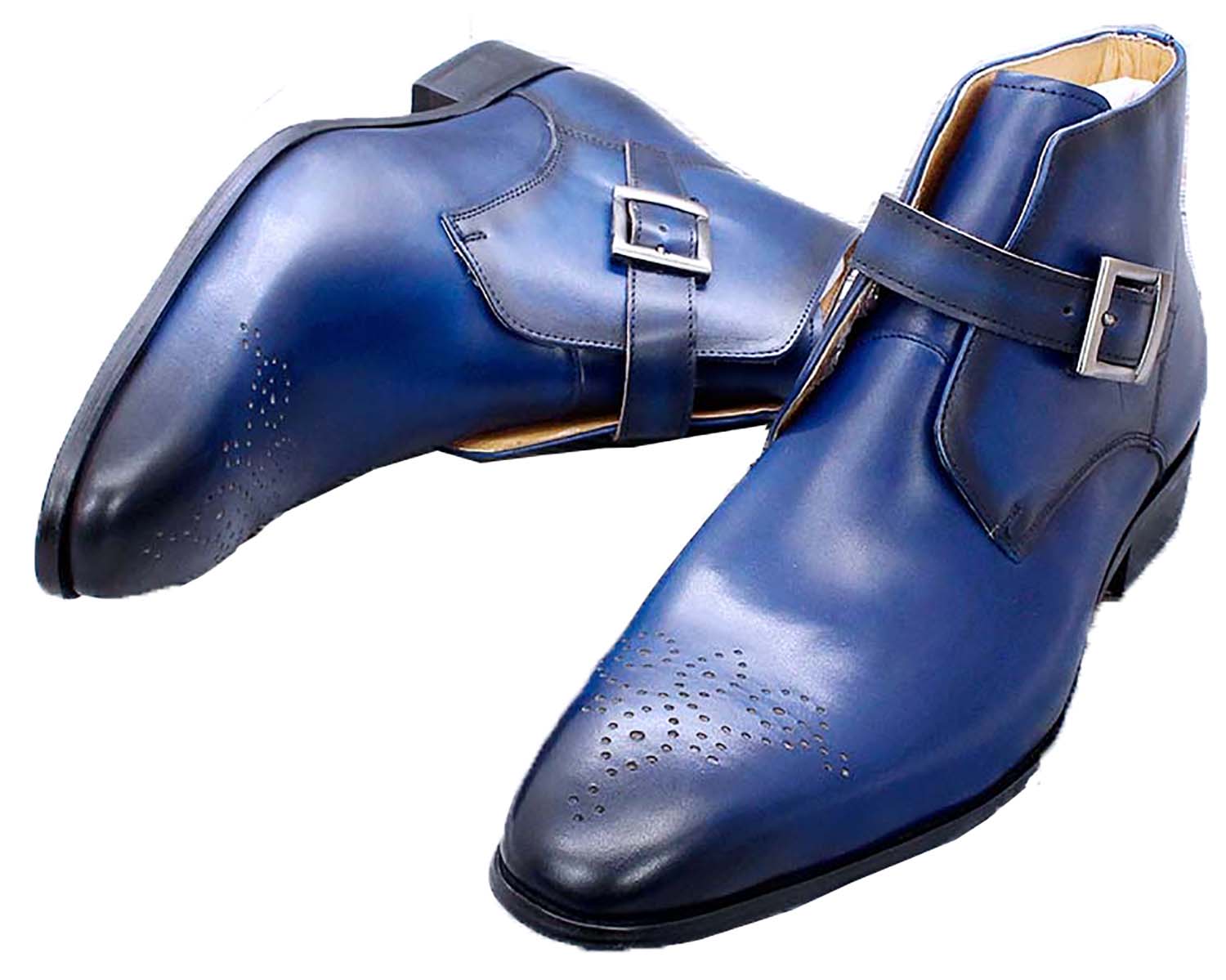 Botas de vestir tipo brogue con hebilla hechas a mano para hombre
