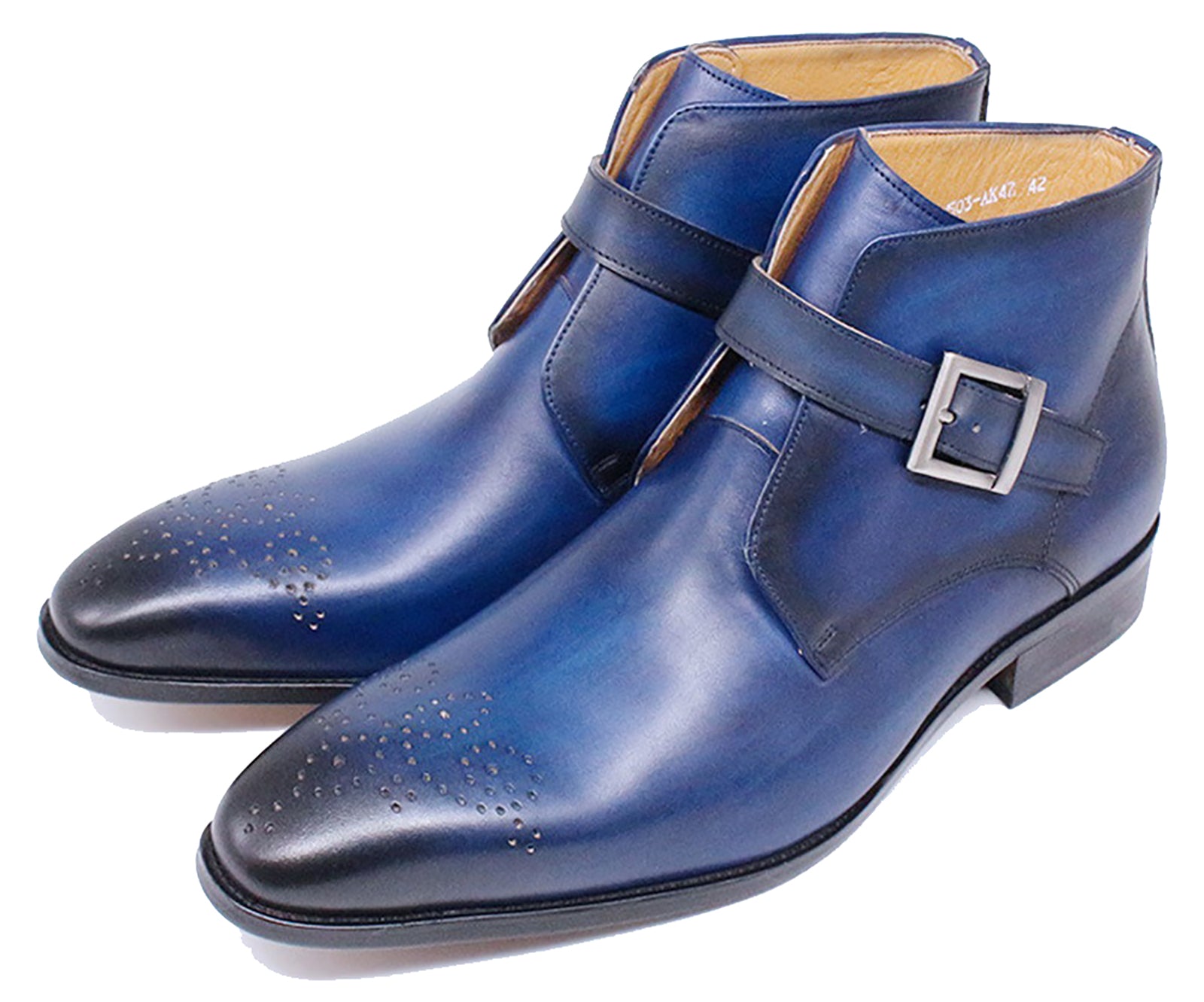 Botas de vestir tipo brogue con hebilla hechas a mano para hombre