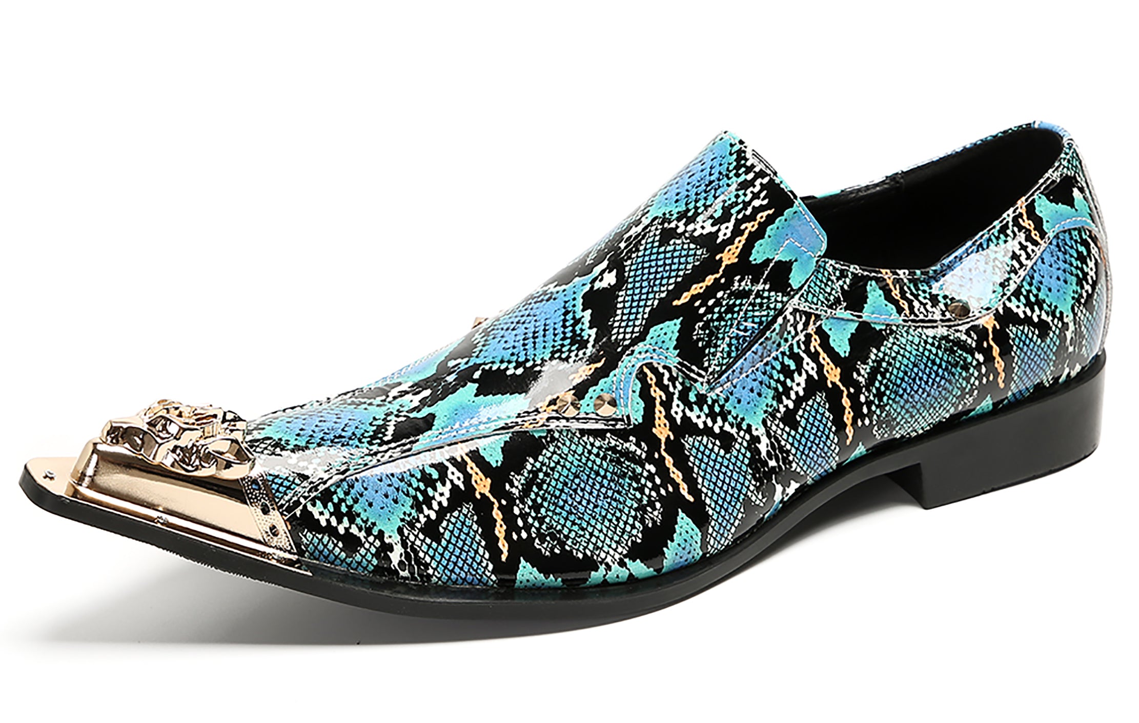 Mens Party Casual Metal Pointed Toe Ballroom Western Loafers