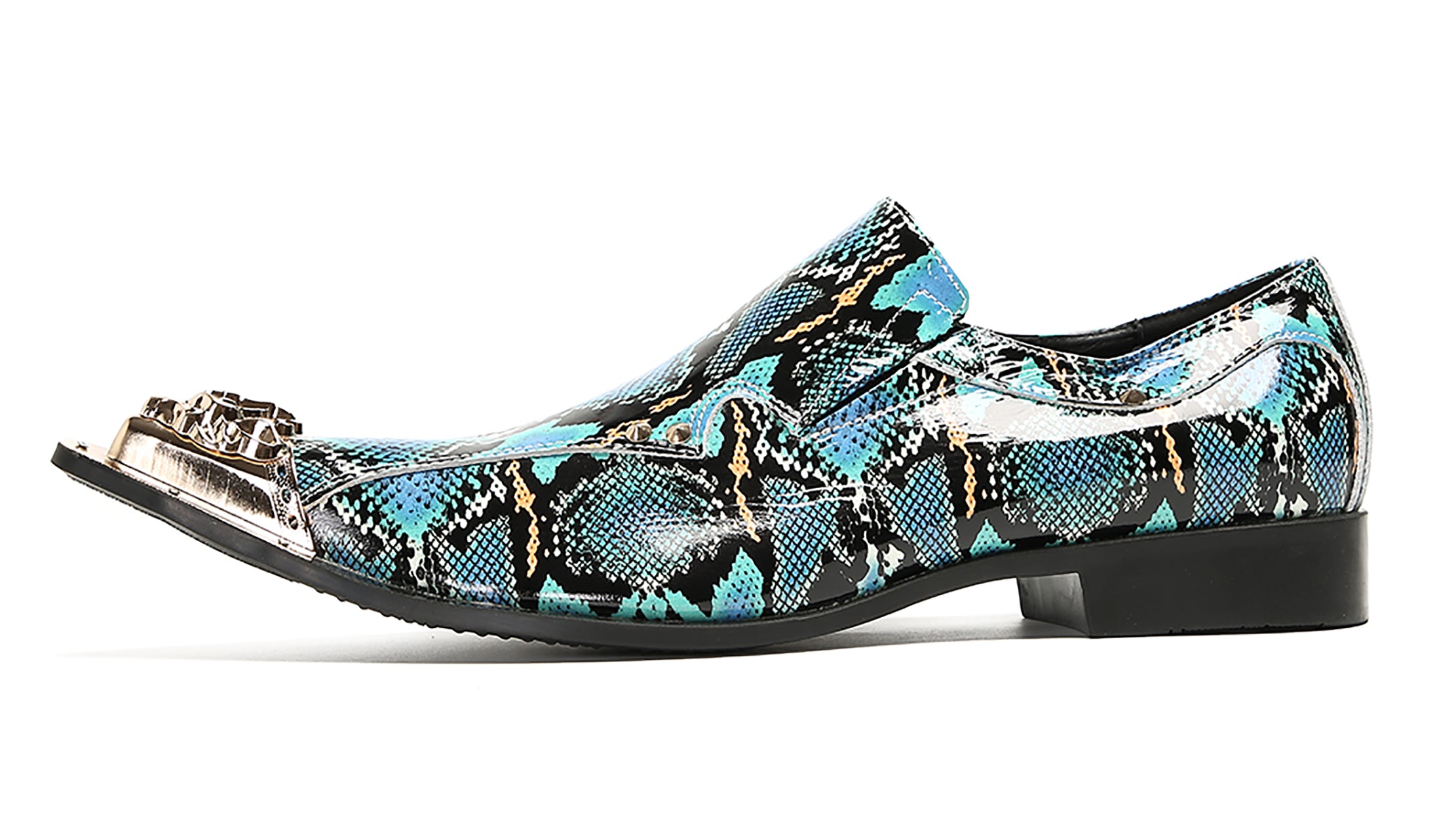 Mens Party Casual Metal Pointed Toe Ballroom Western Loafers