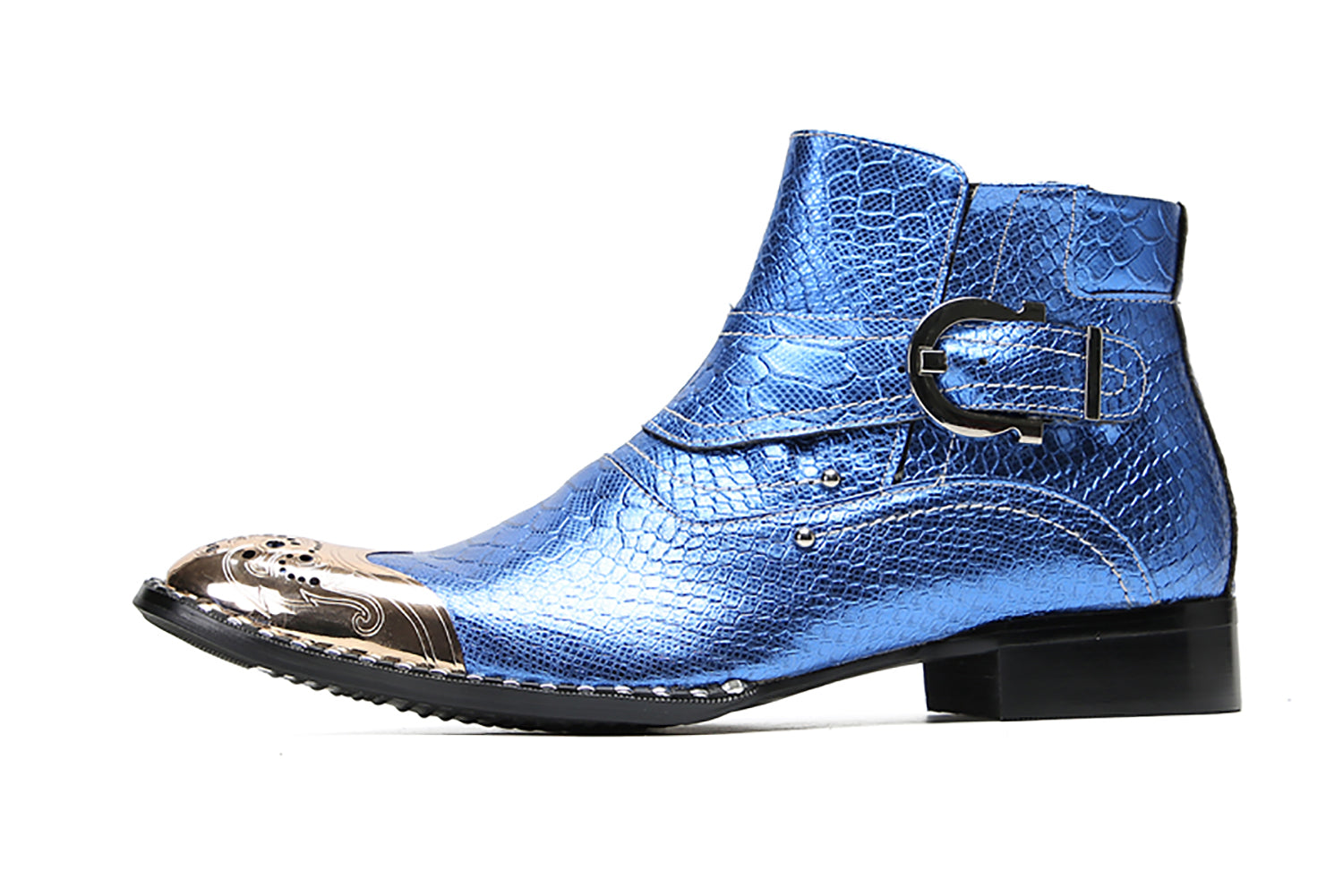 Botas vaqueras con botones y punta de metal para hombre