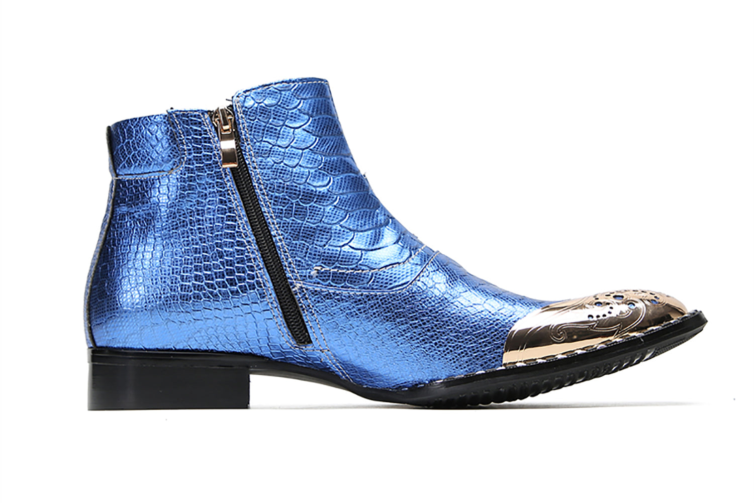 Botas vaqueras con botones y punta de metal para hombre