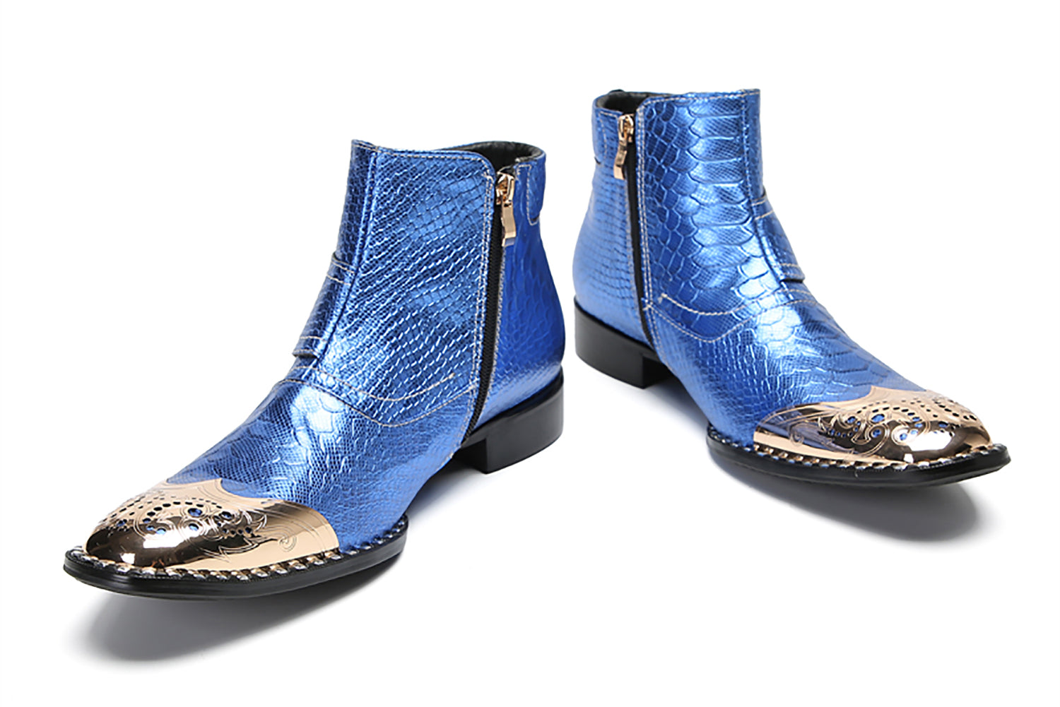 Botas vaqueras con botones y punta de metal para hombre