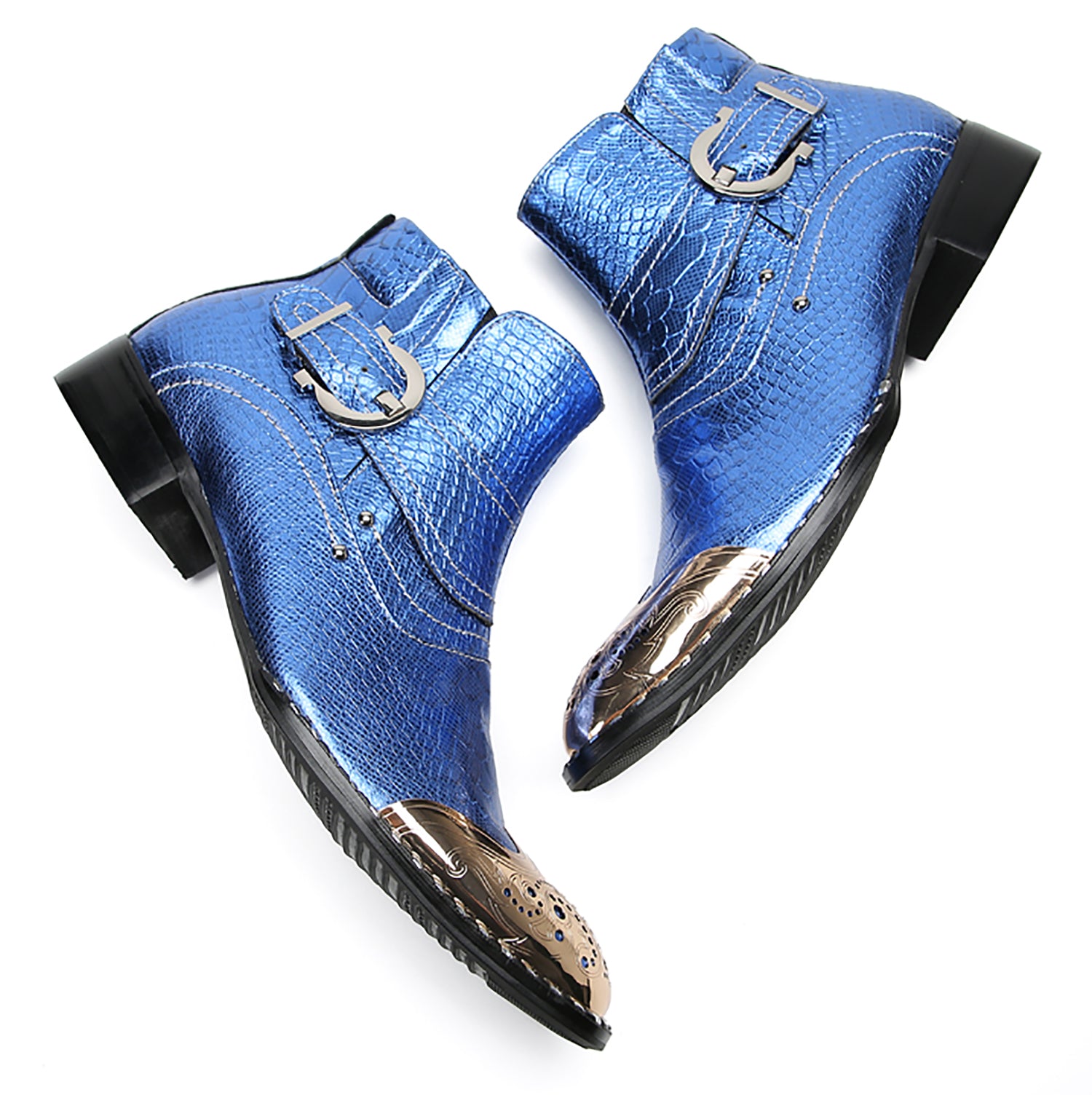 Botas vaqueras con botones y punta de metal para hombre