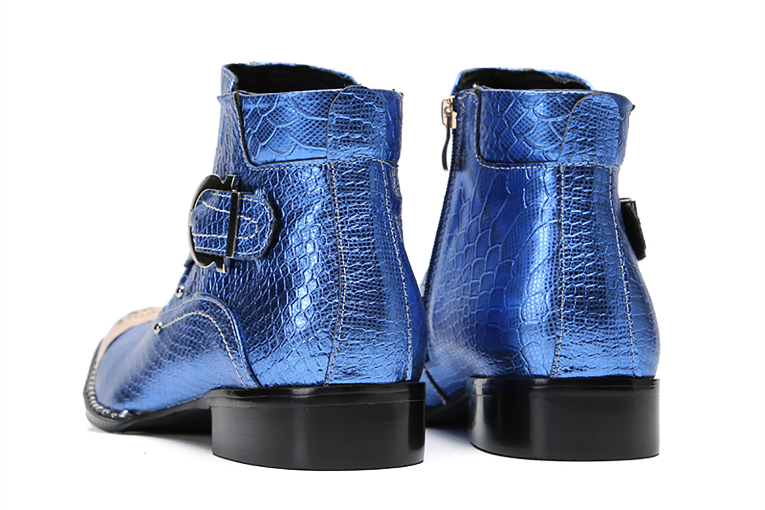 Botas vaqueras con botones y punta de metal para hombre
