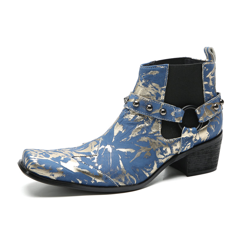 Men's Fashion Buttons Beaded Western Chelsea Boots