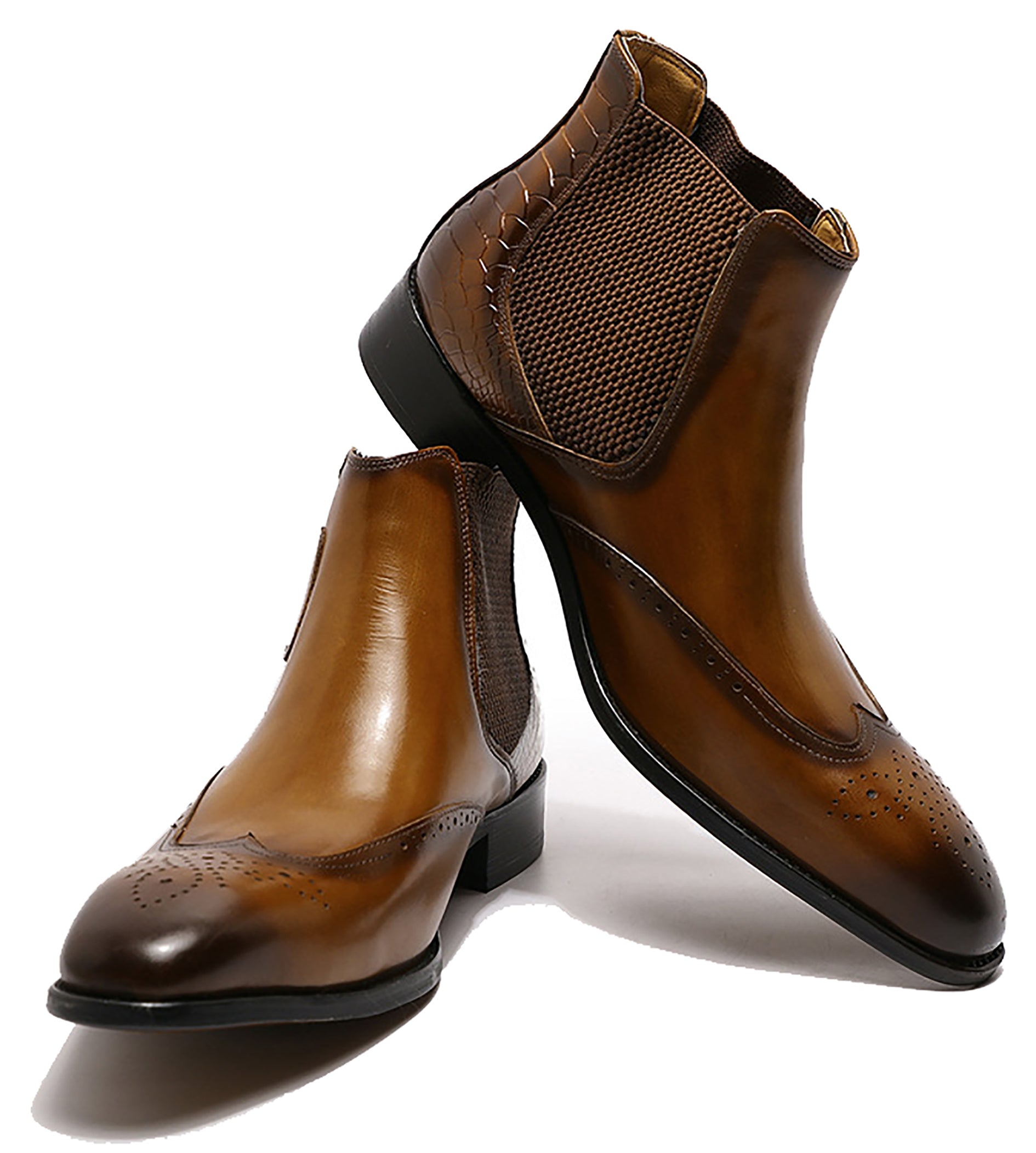 Men's Handmade Buckle Wingtips Brogues Chelsea