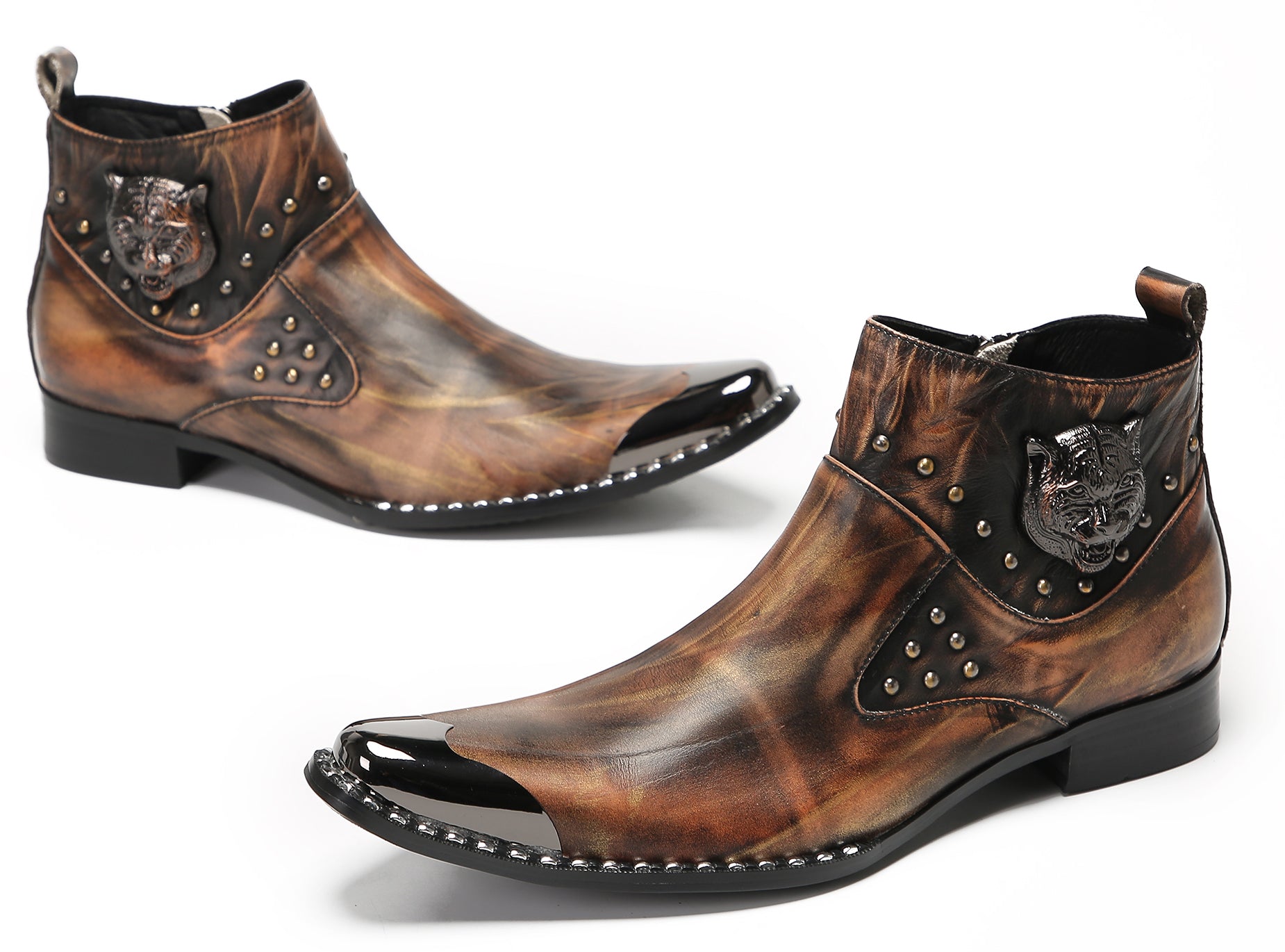 Mens Metal Tip Casual Western Boots