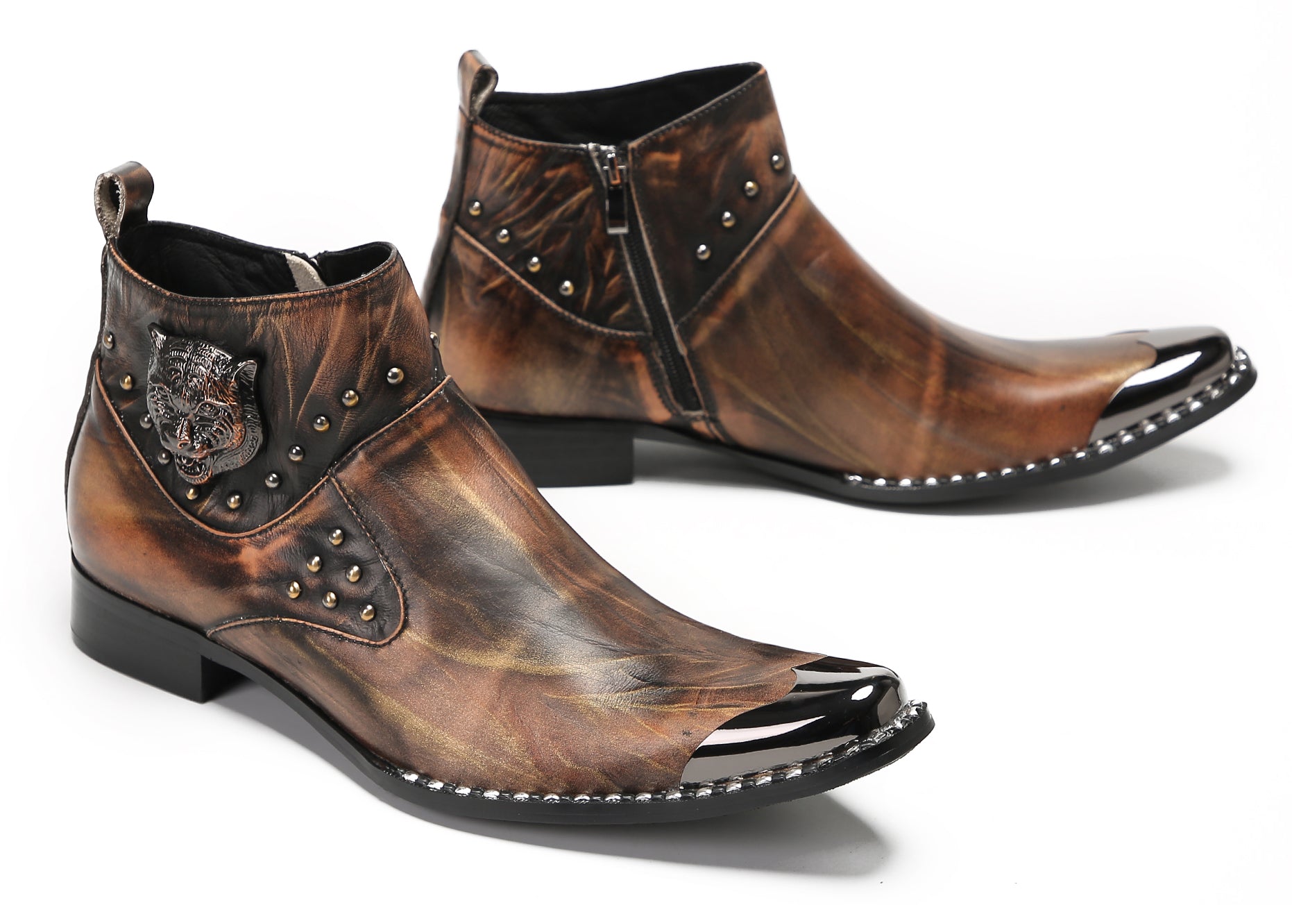 Mens Metal Tip Casual Western Boots