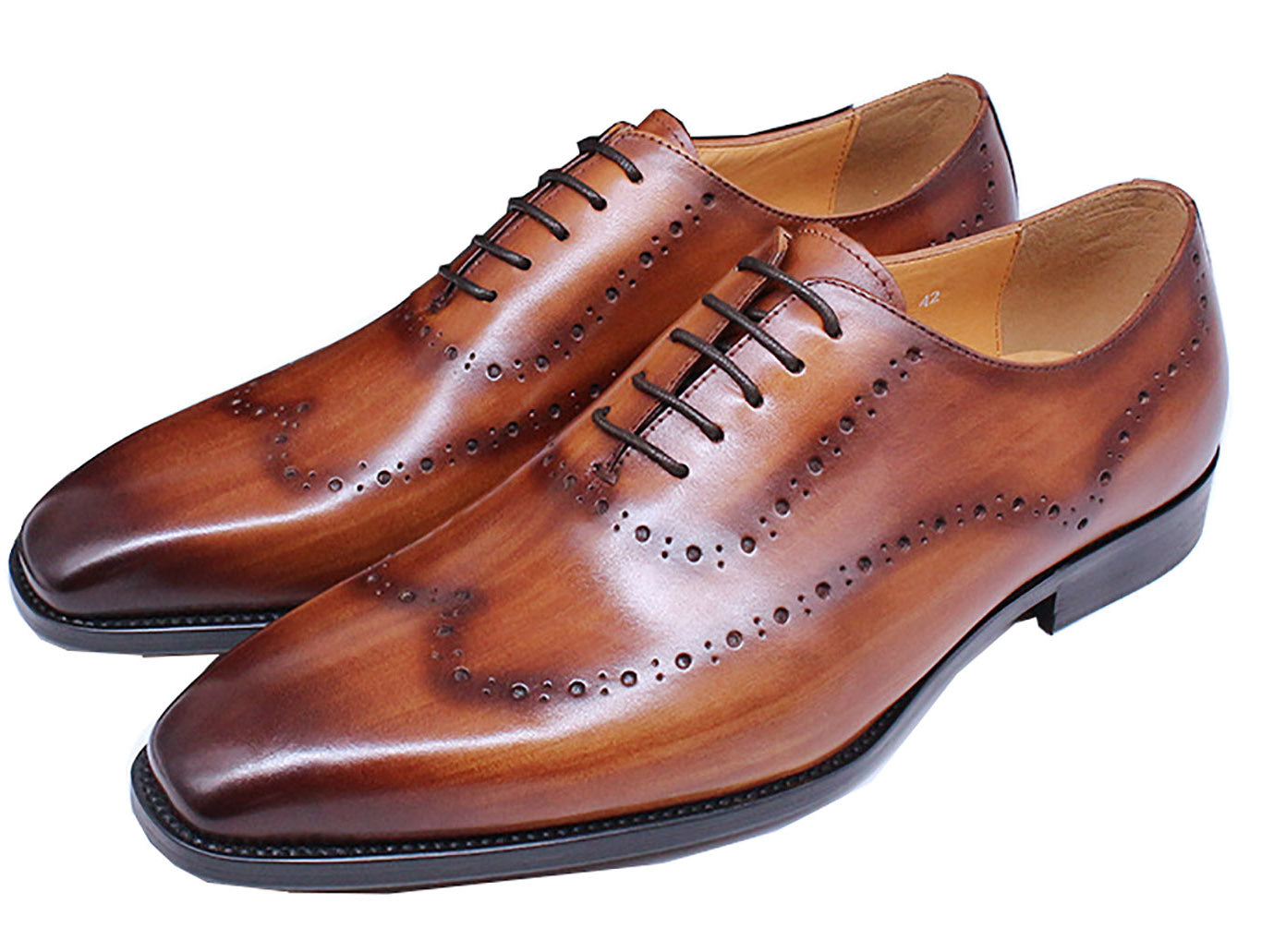 Men's Handmade Formal Plain Toe Wingtips Brouges Oxfords