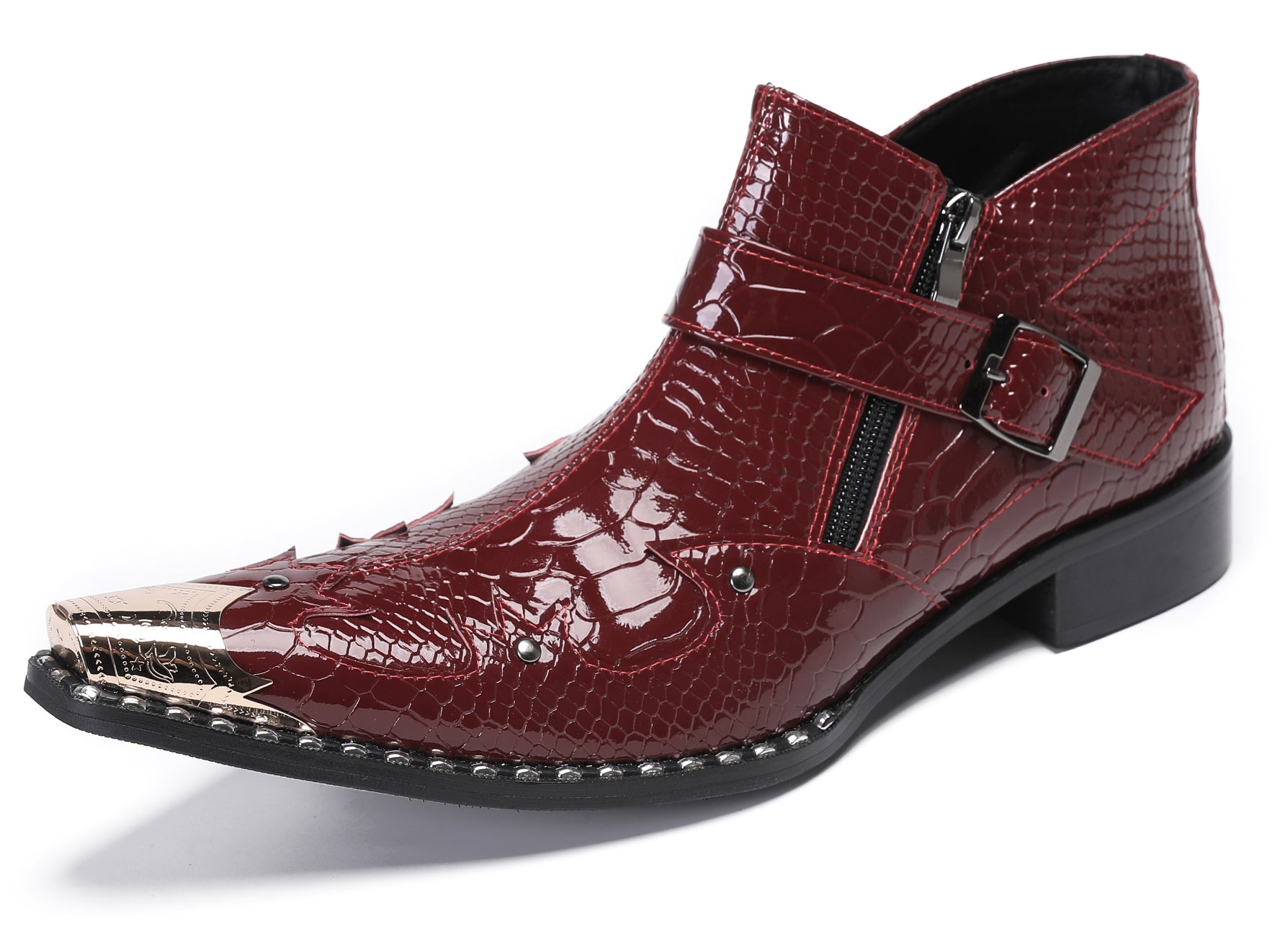 Mens Casual Party Snakeskin Texture Western Boots