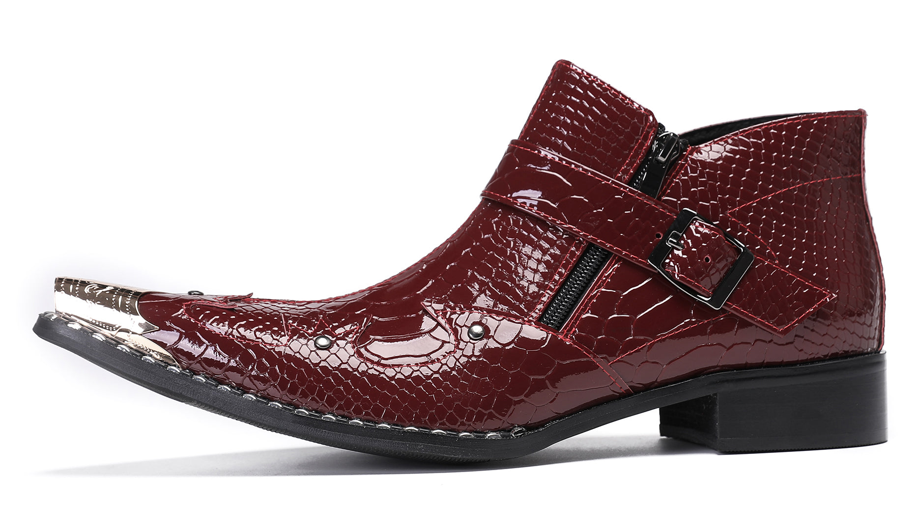 Mens Casual Party Snakeskin Texture Western Boots