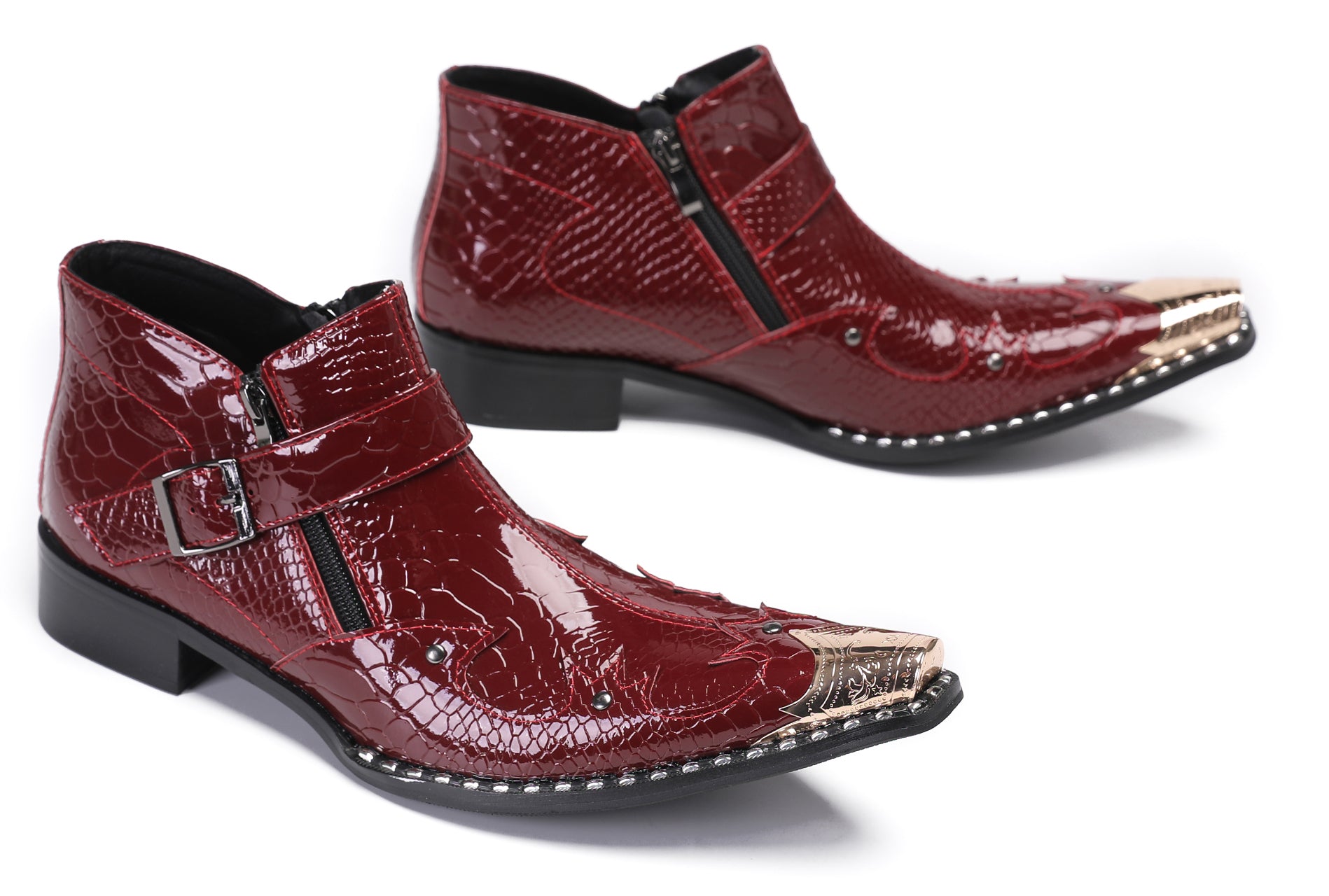 Mens Casual Party Snakeskin Texture Western Boots