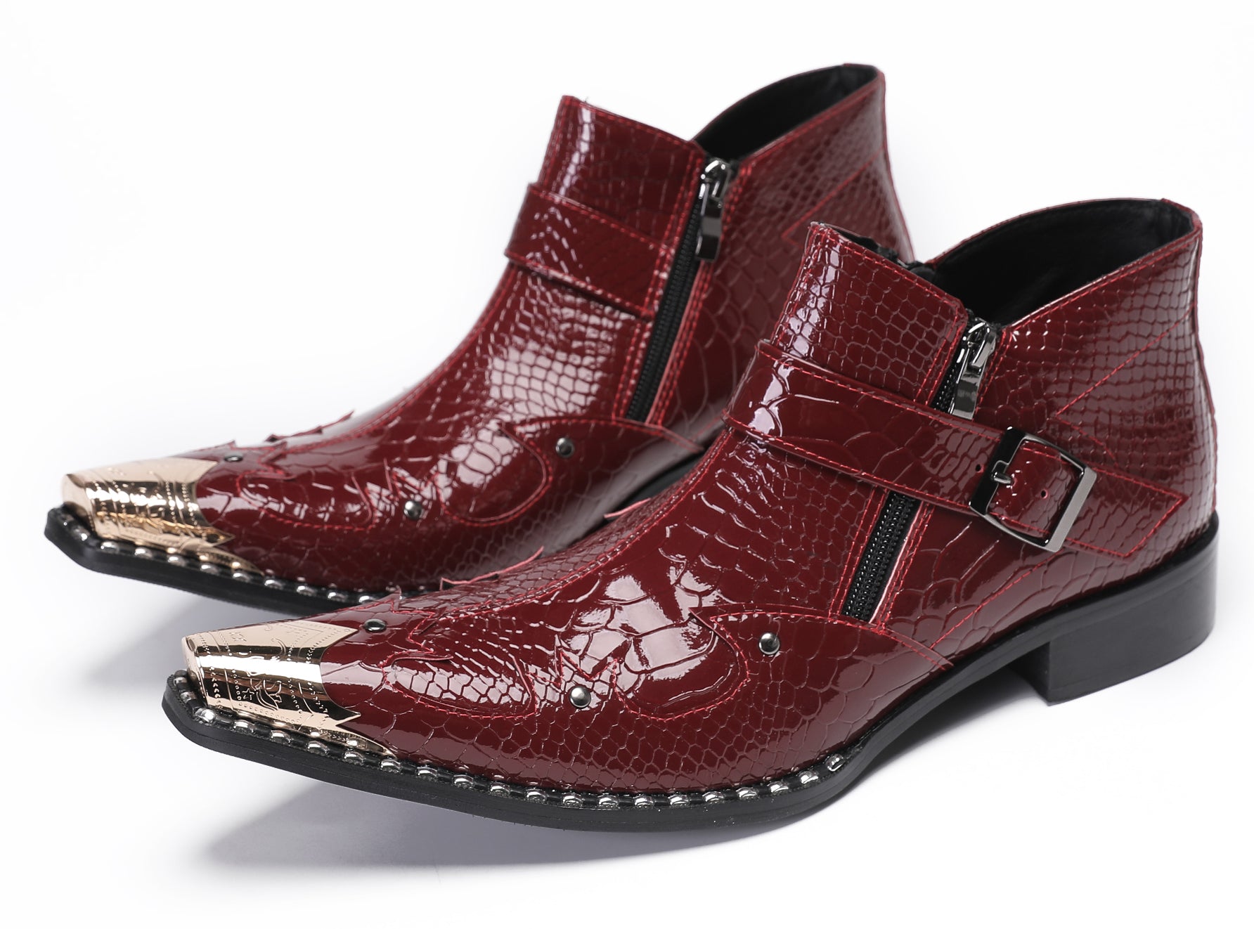 Mens Casual Party Snakeskin Texture Western Boots