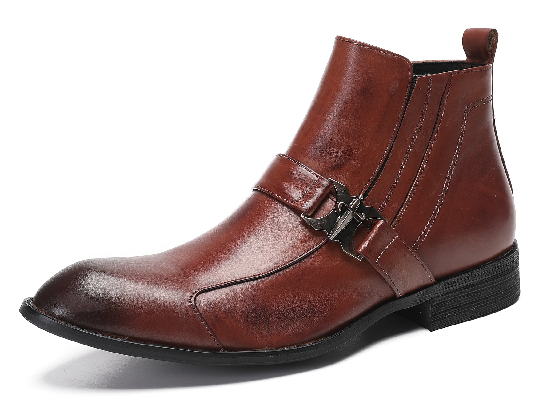 Mens Zipper Buckles Casual Ankle Boots