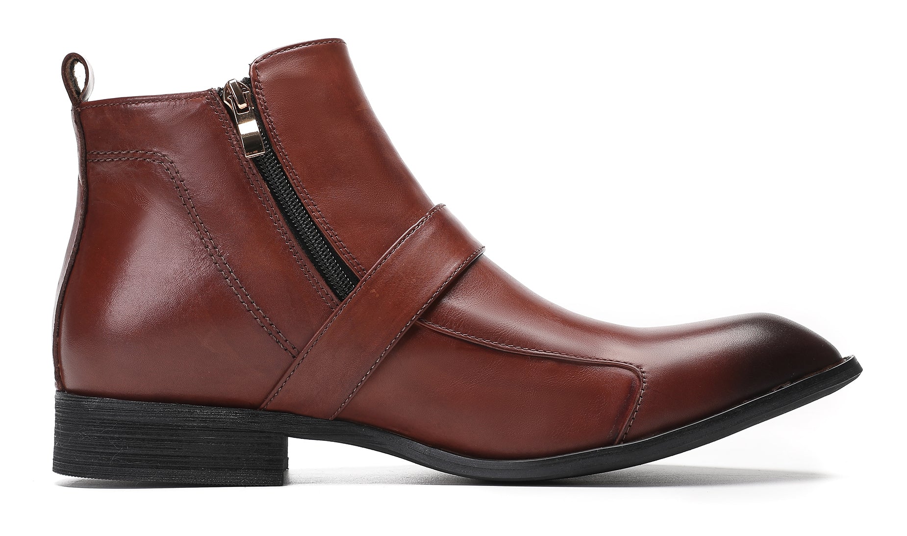 Mens Zipper Buckles Casual Ankle Boots