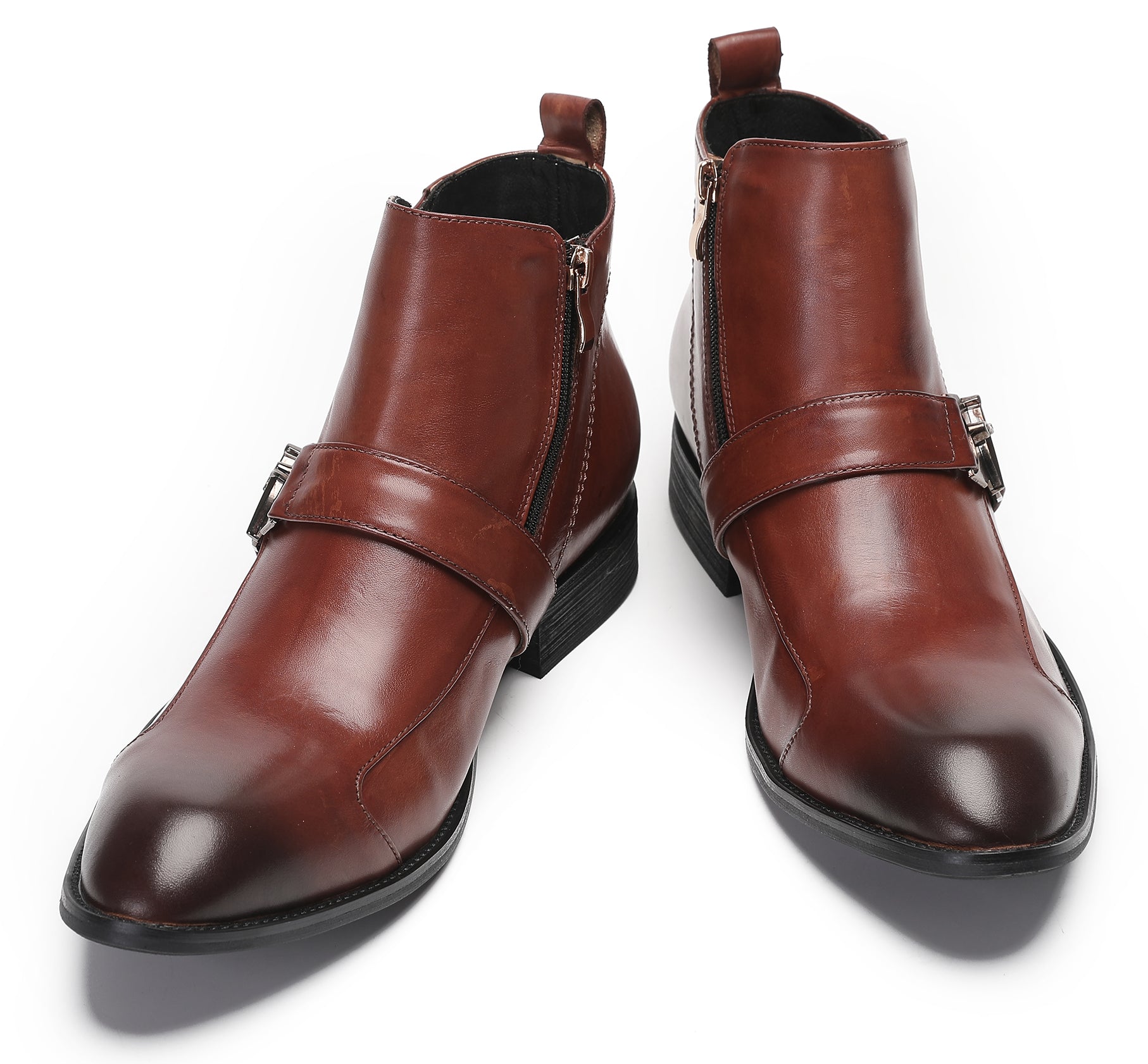 Mens Zipper Buckles Casual Ankle Boots