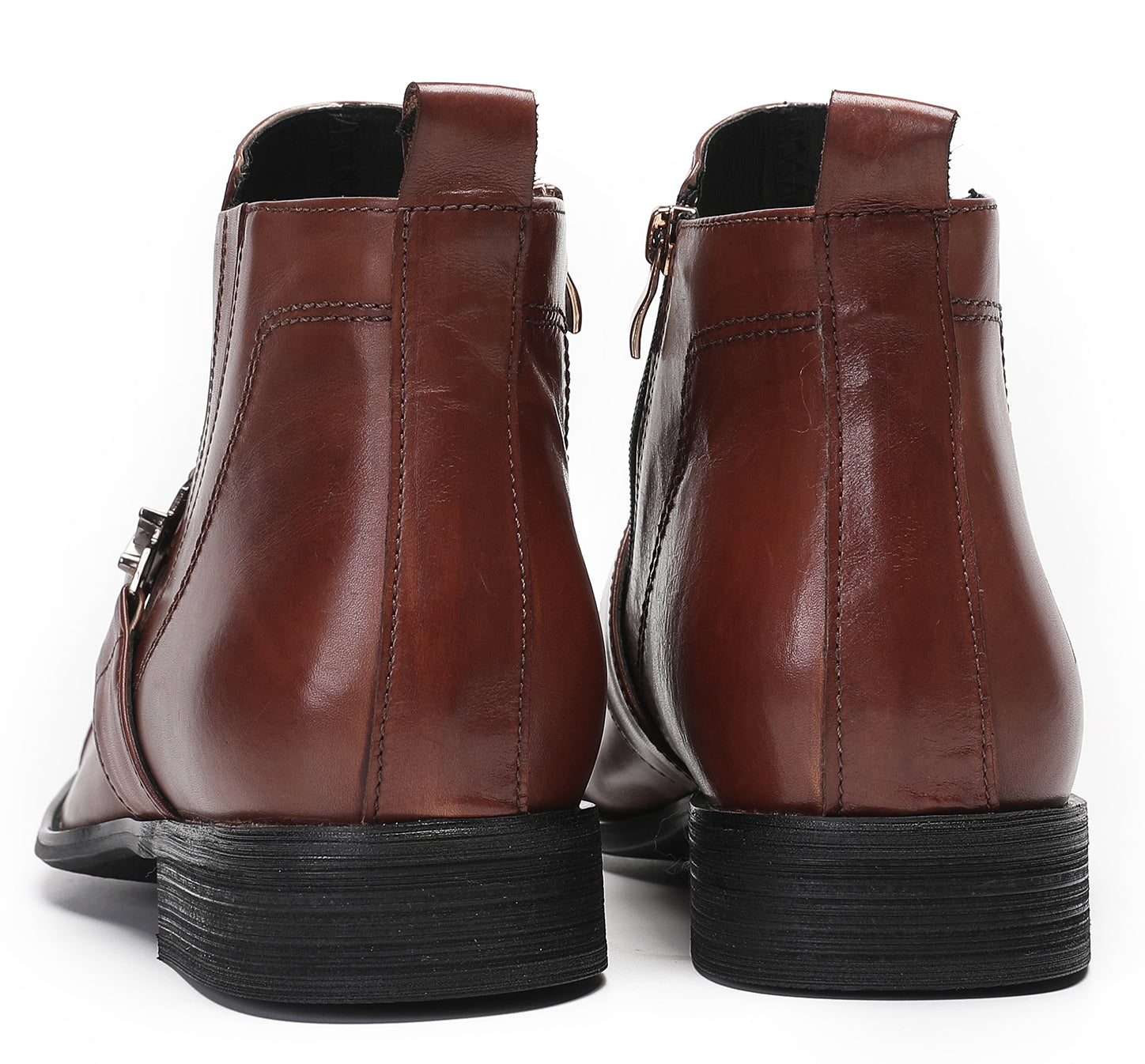 Mens Zipper Buckles Casual Ankle Boots