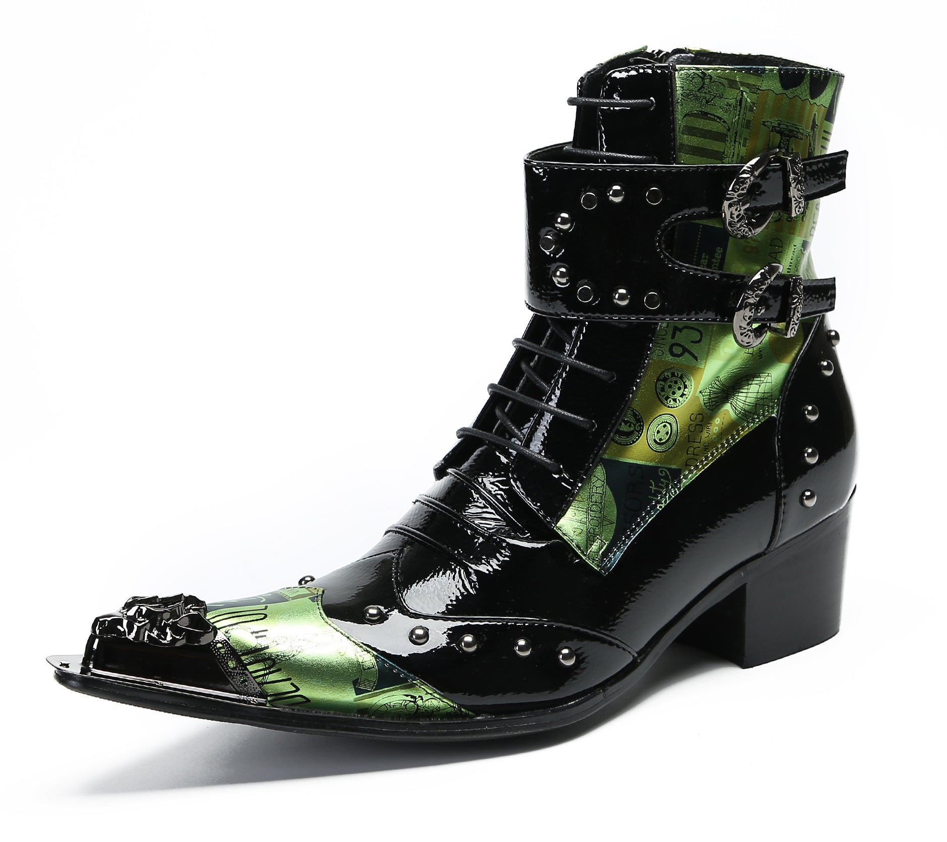 Men's Metal-Tip Toe Button Hight Western Boots