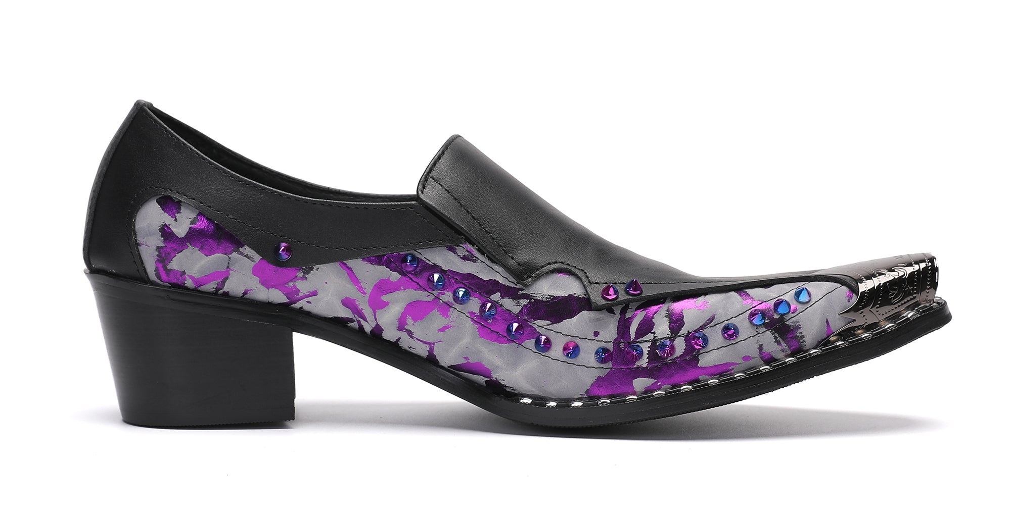 Men's Metal-Tip Toe Western Beads Penny Loafers