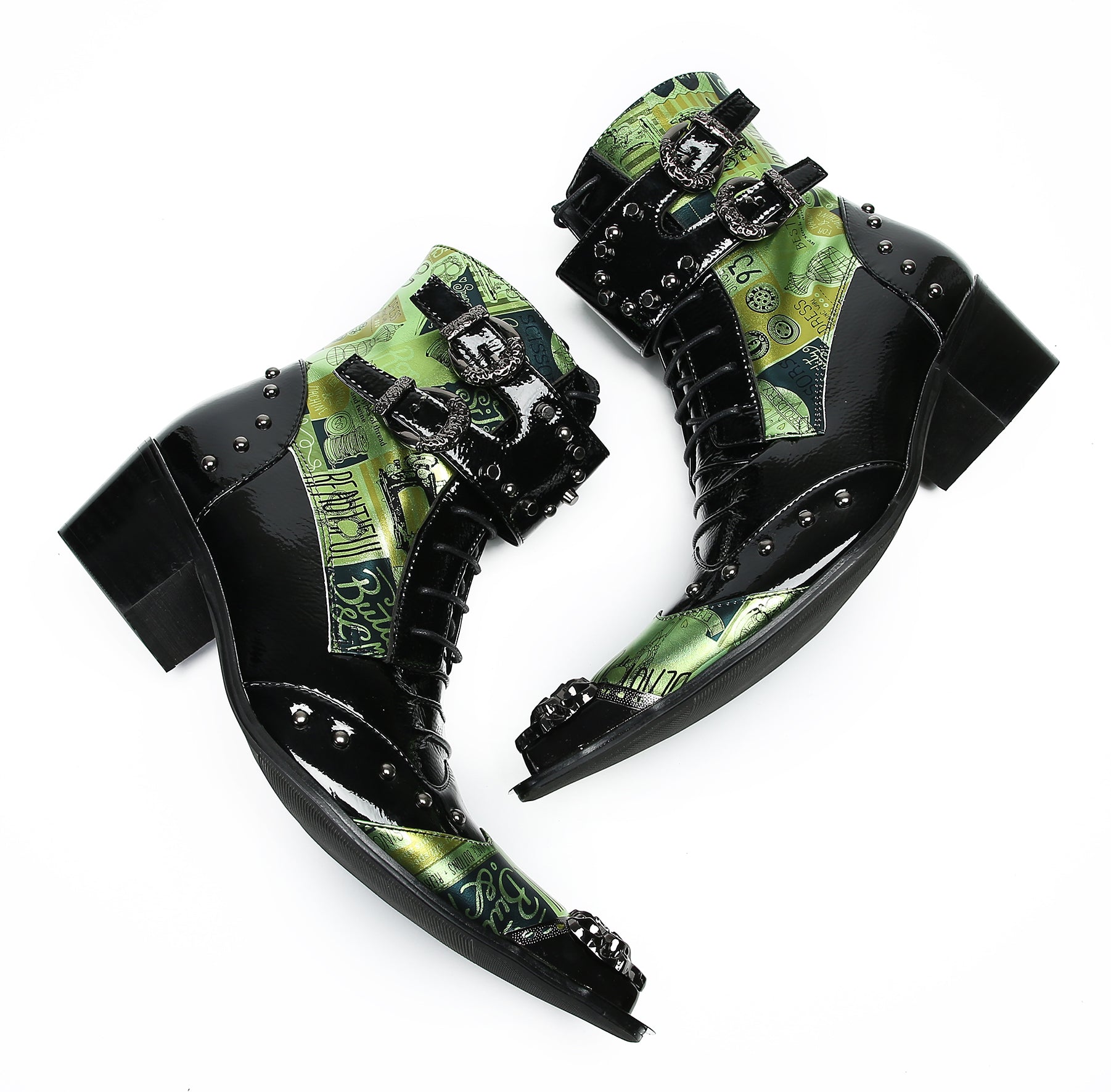 Men's Metal-Tip Toe Button Hight Western Boots