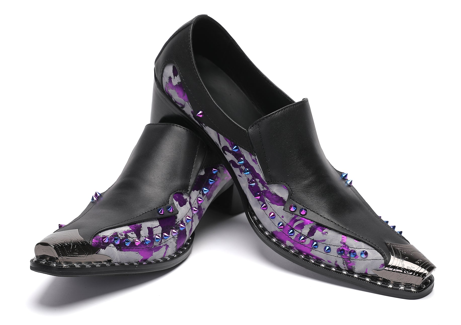 Men's Metal-Tip Toe Western Beads Penny Loafers