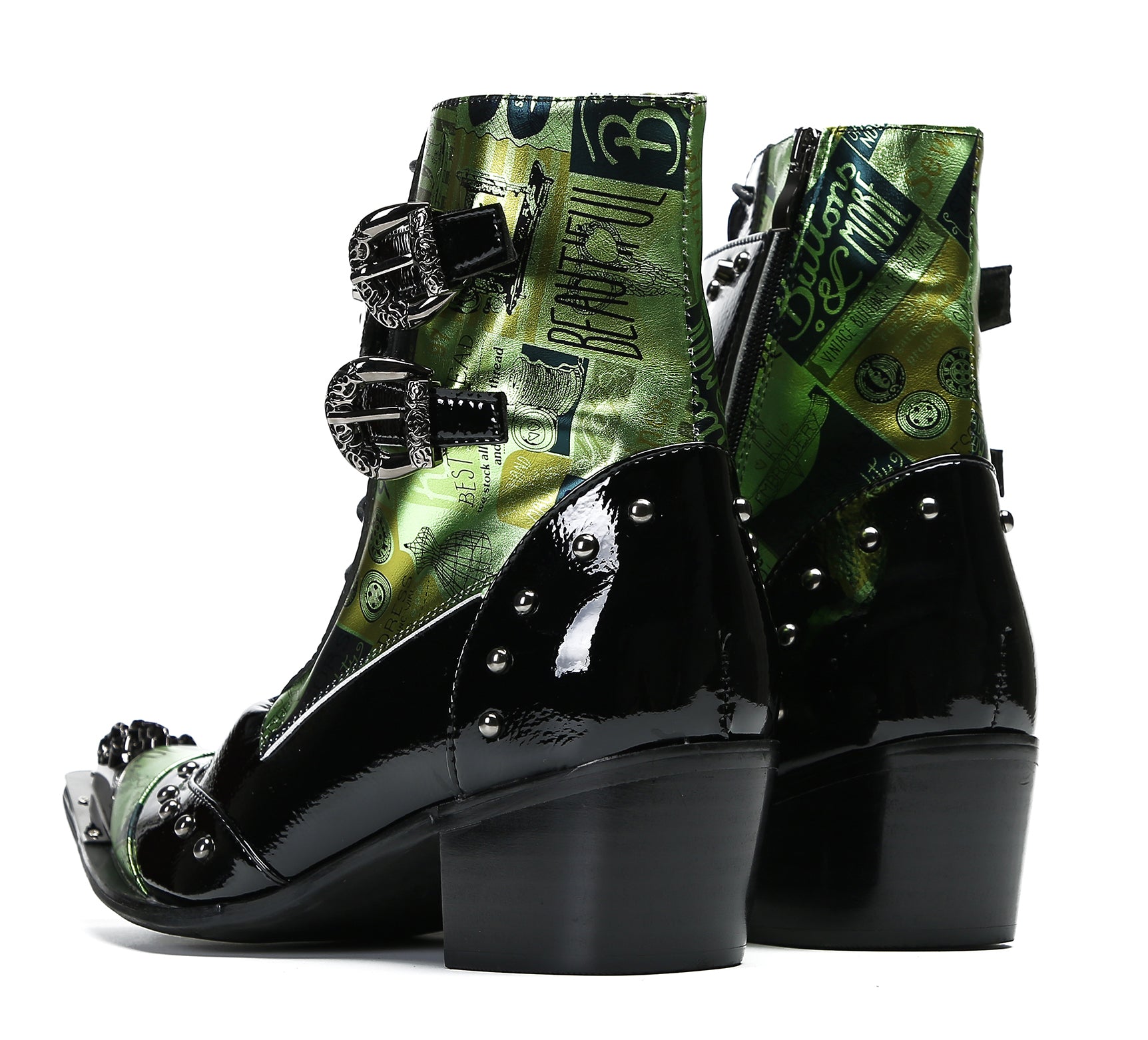 Men's Metal-Tip Toe Button Hight Western Boots