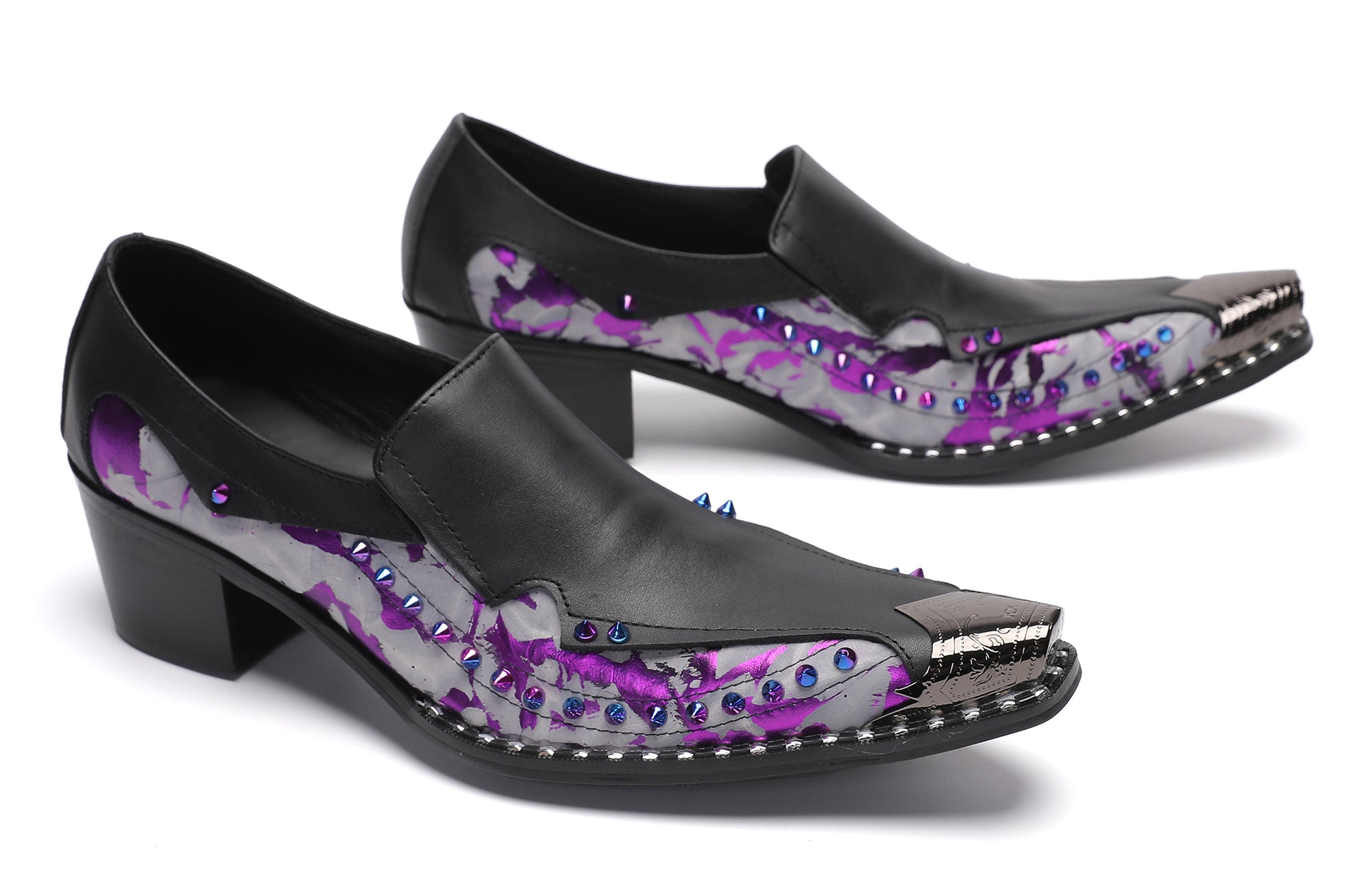 Men's Metal-Tip Toe Western Beads Penny Loafers