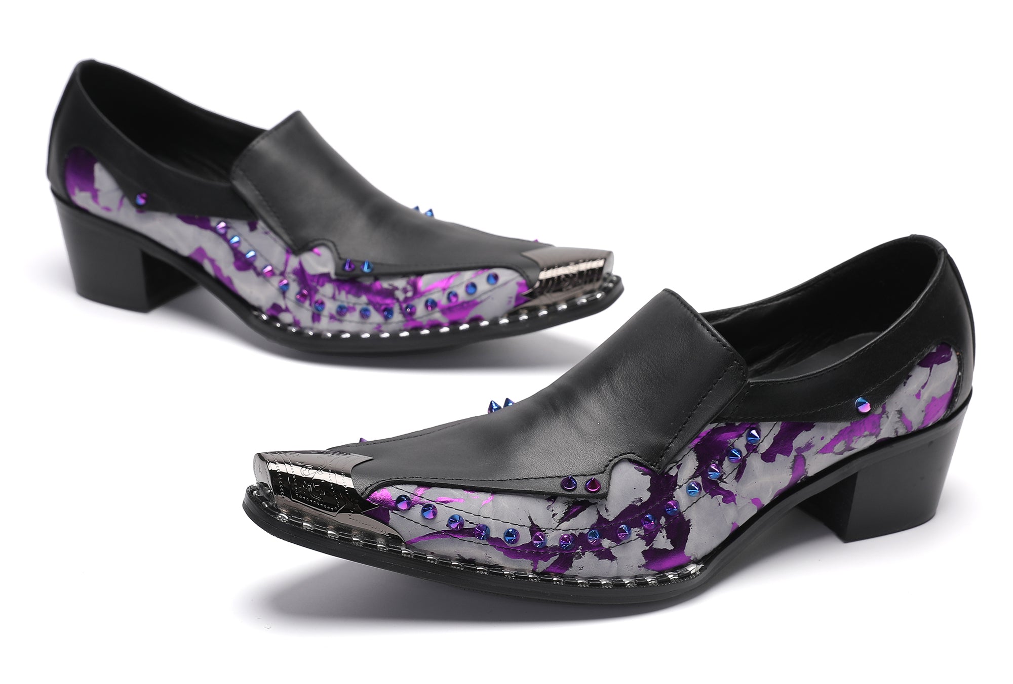 Men's Metal-Tip Toe Western Beads Penny Loafers