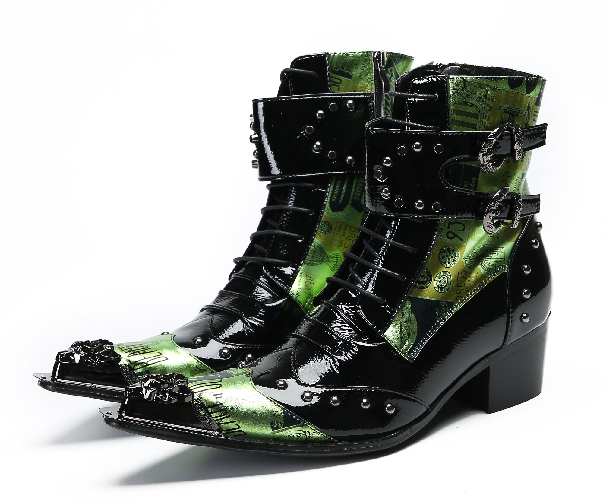 Men's Metal-Tip Toe Button Hight Western Boots